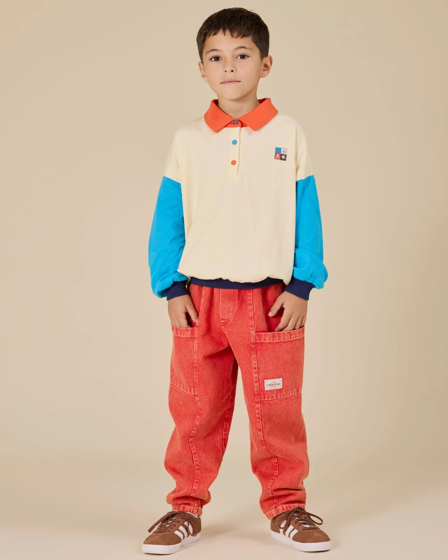 Goldie + Ace Relaxed Rugby Sweat Top - Vanilla/Lake - Image 5