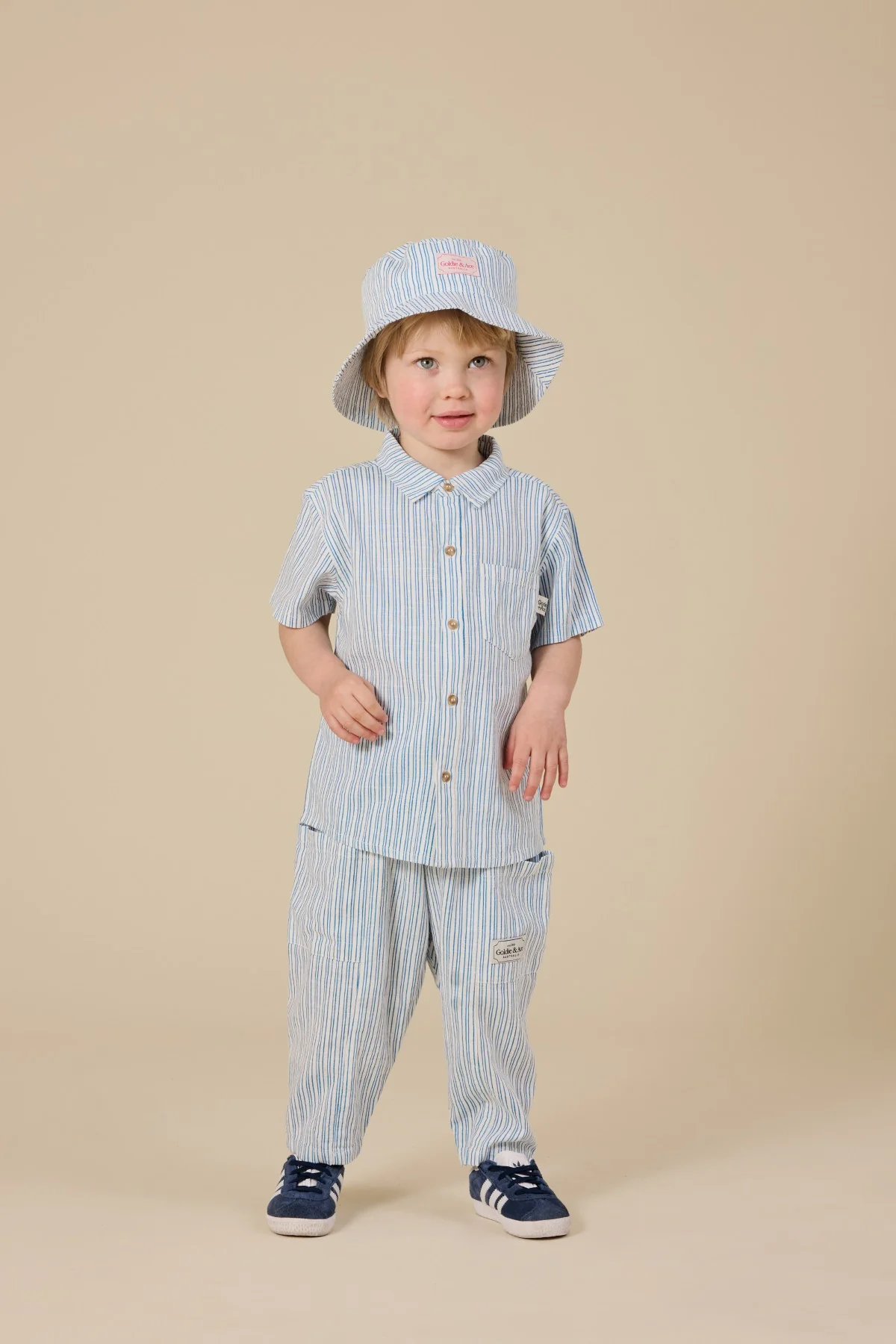 Sailor Stripe Kit Linen Pants - Ocean/Ivory - Image 2