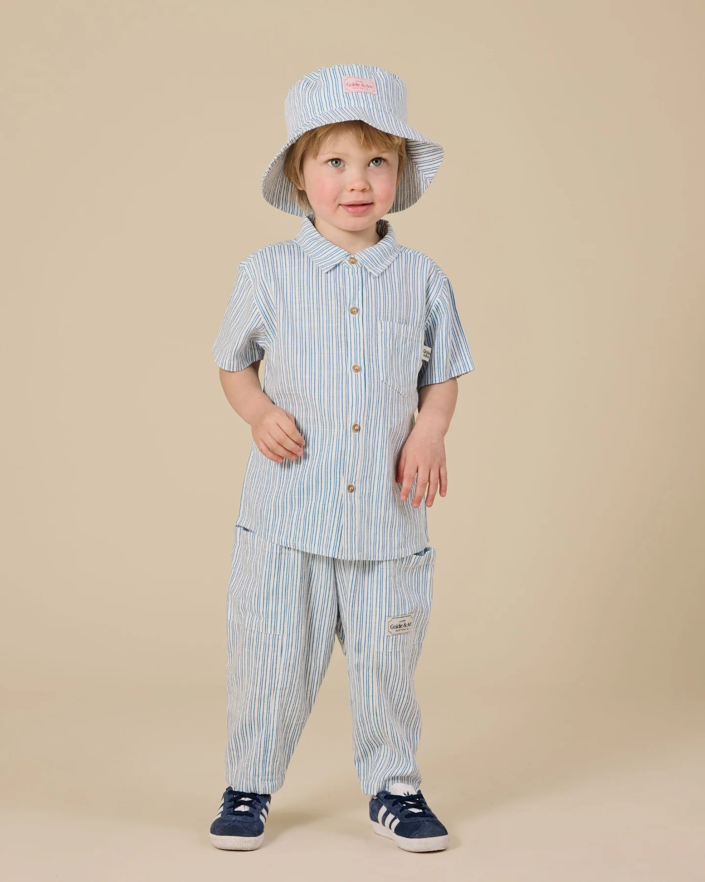 Sailor Stripe Kit Linen Pants - Ocean/Ivory - Image 3