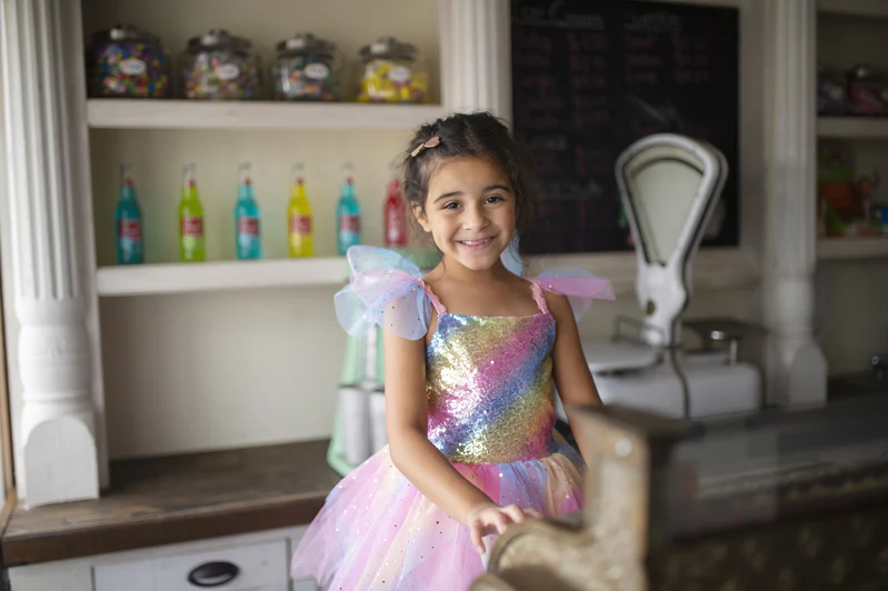 Rainbow Fairy Dress with Wings - Image 4