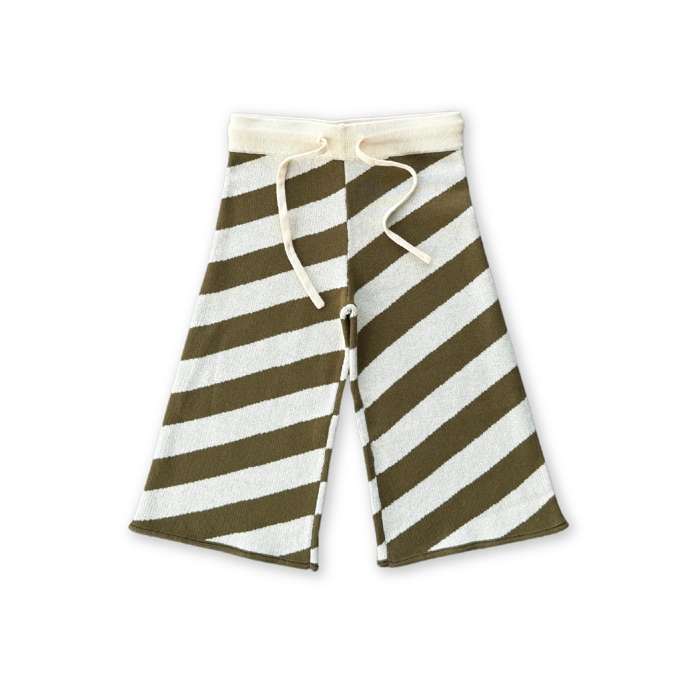 Diagonal Stripe Knit Flares - Coffee