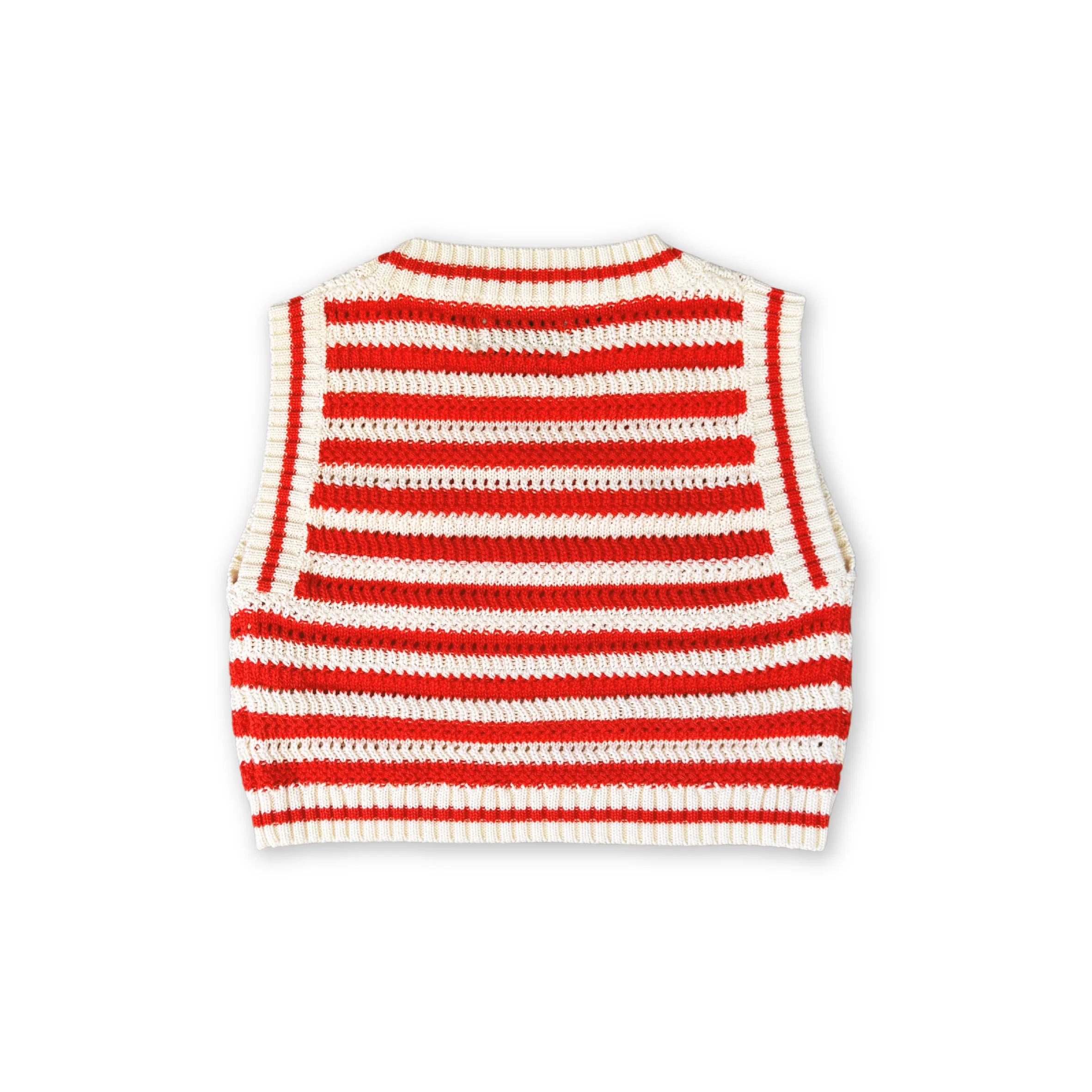 Organic Knitted Crochet-Shell Vest - Chilli - Image 7