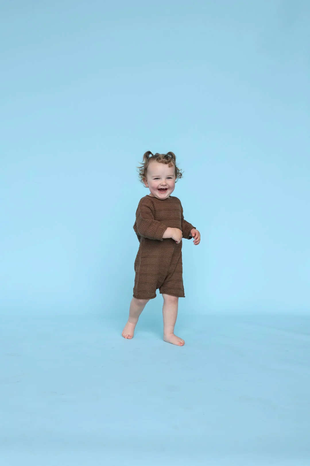 Grown Knitted Pointelle Playsuit - Cafe - Image 2