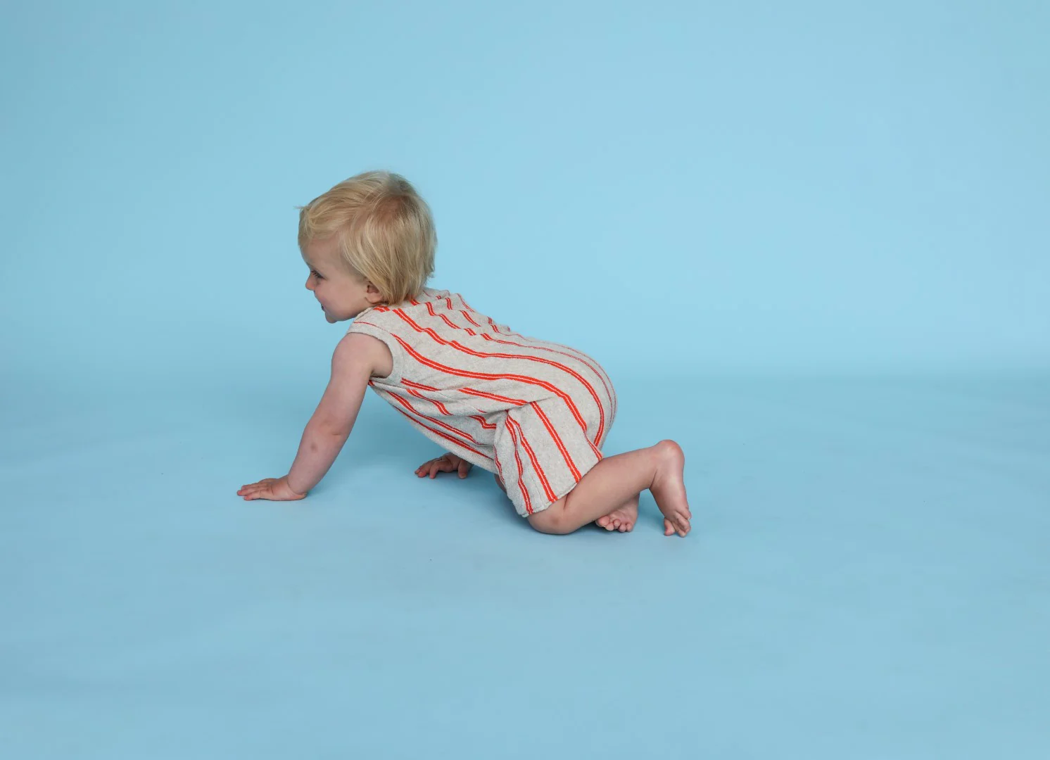 Grown Knitted Terry Striped Romper - Dune/Rosso - Image 3