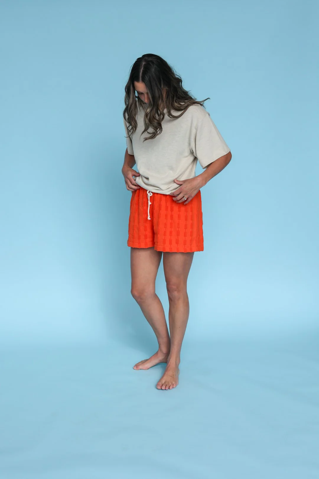 Grown Ladies Terry Shorts - Blocks Rosso - Image 2