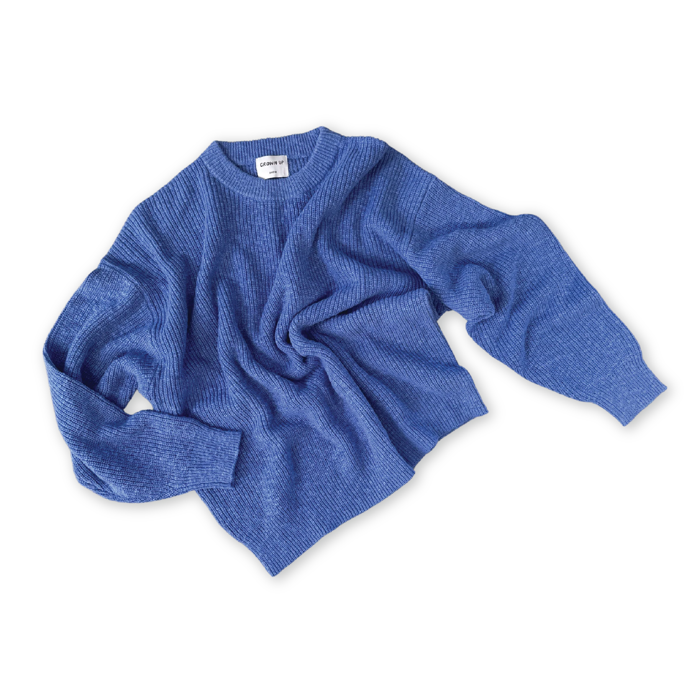 Ladies Organic Textured Knit Pull Over - Cobalt