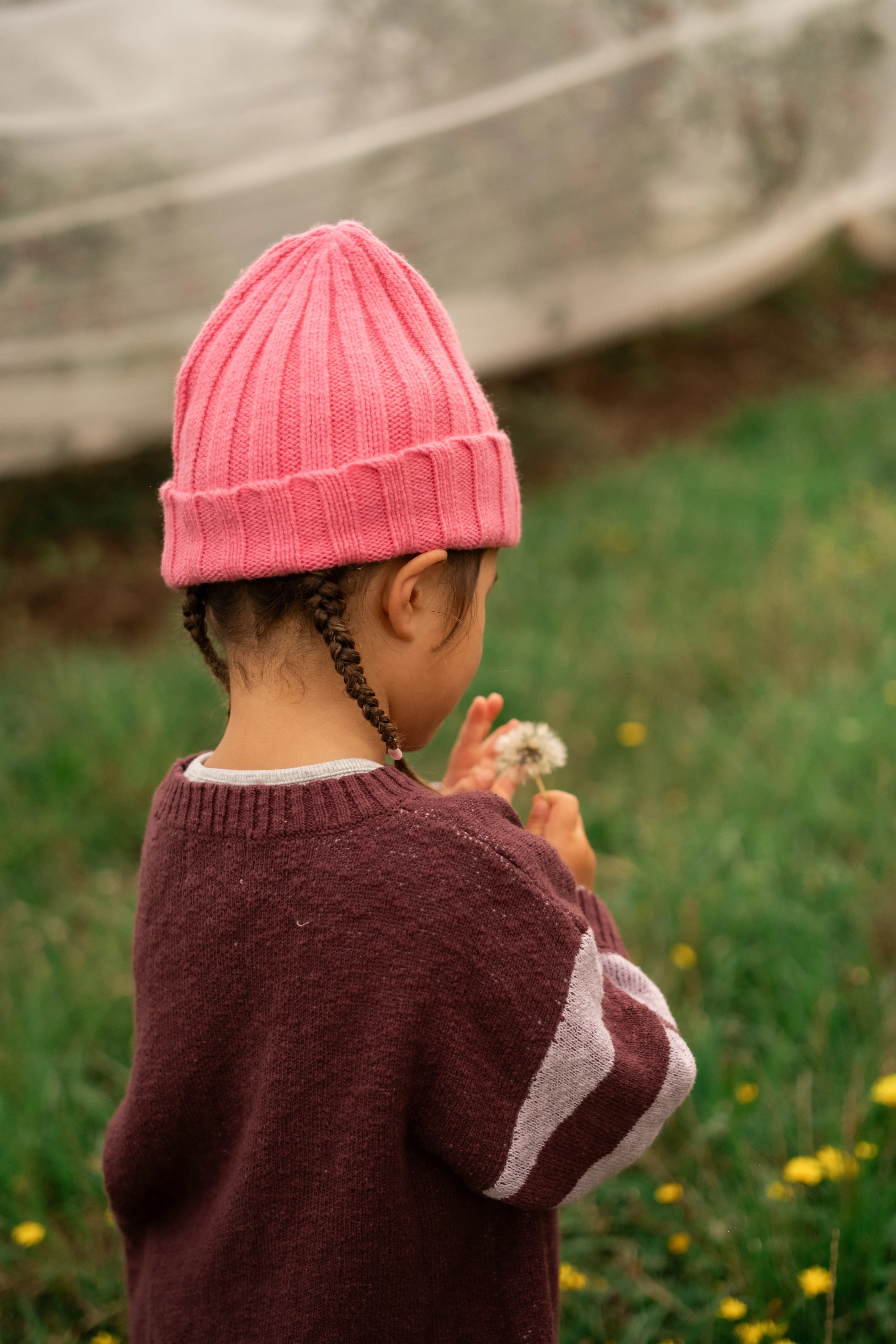Merino Blend Rib Knit Beanie - Raspberry - Image 2