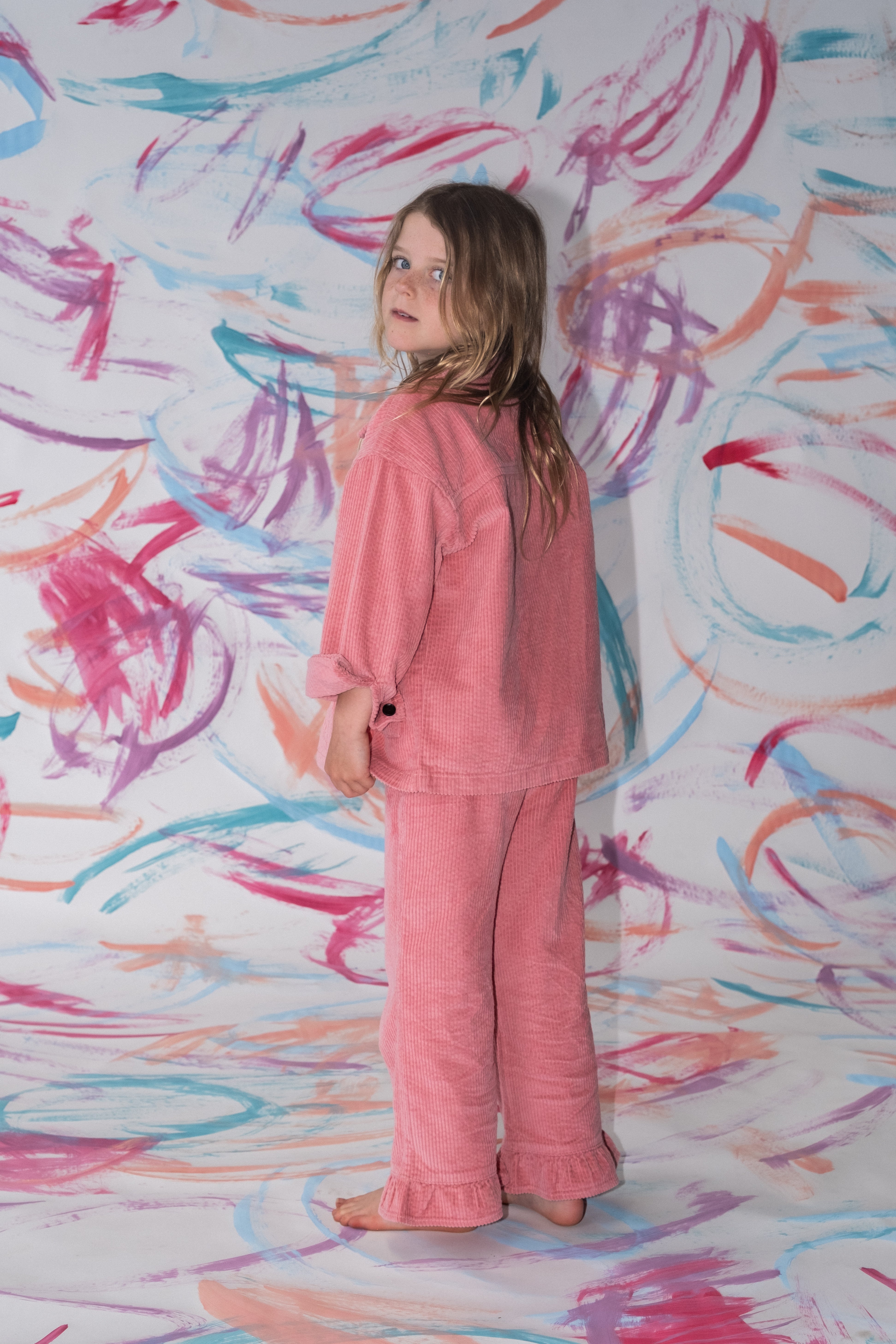 Organic Cord Frill Pant - Sorbet - Image 2