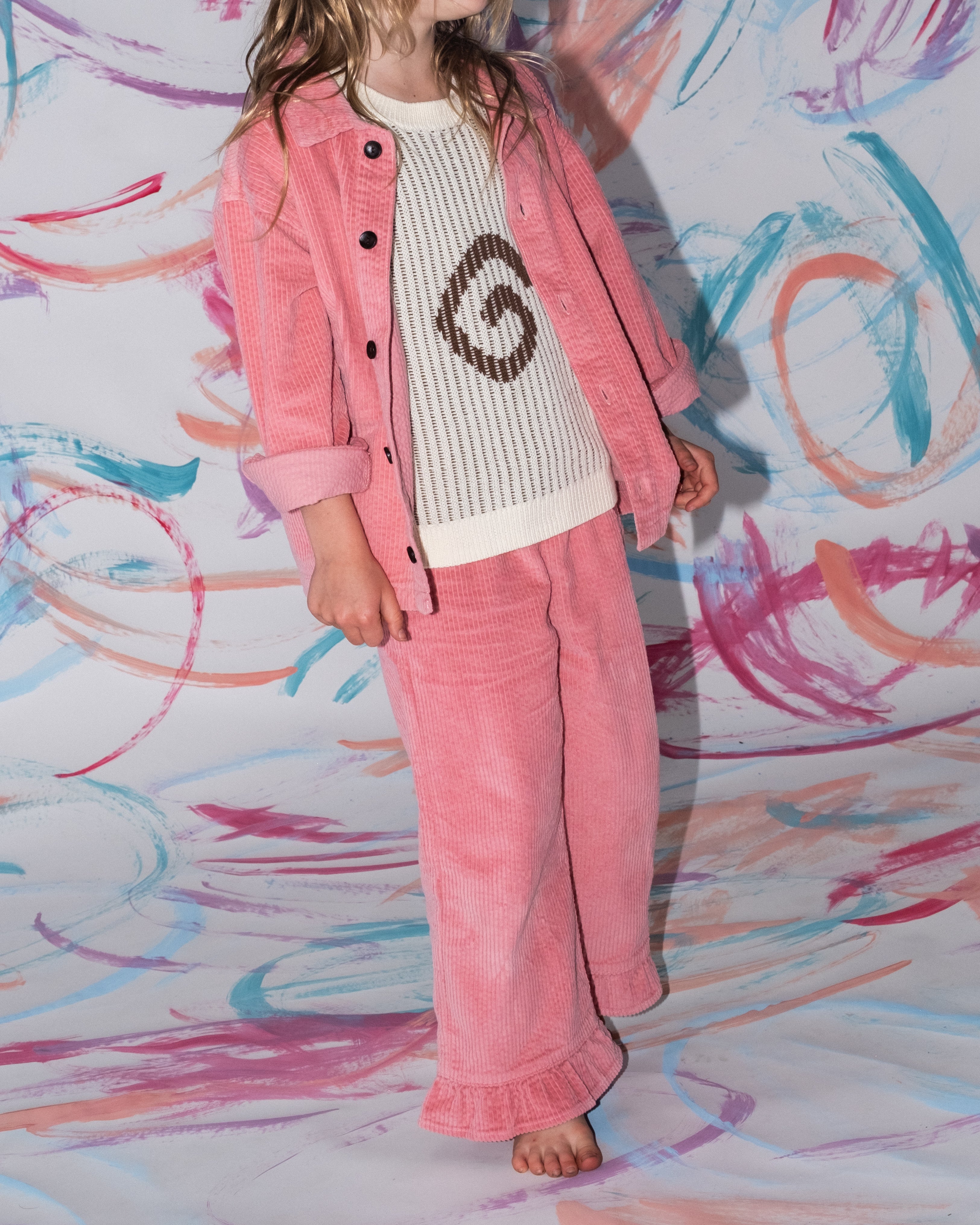 Organic Cord Frill Pant - Sorbet - Image 3