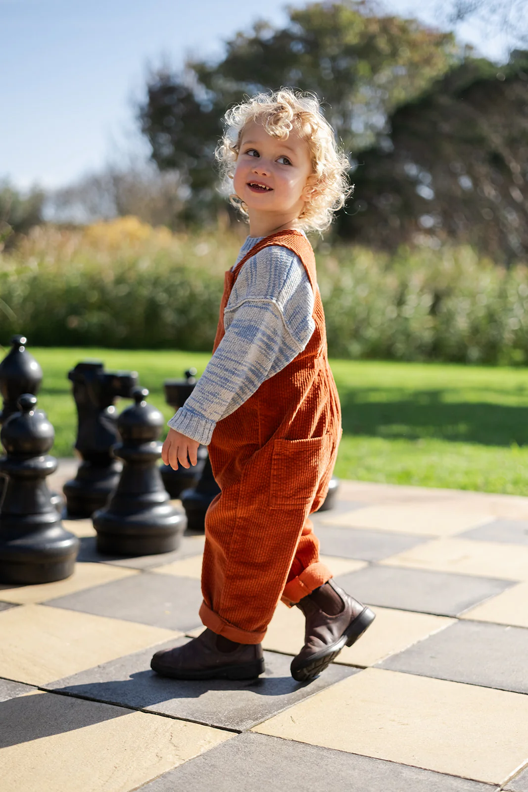 Organic Cord Overalls - Brick - Image 5