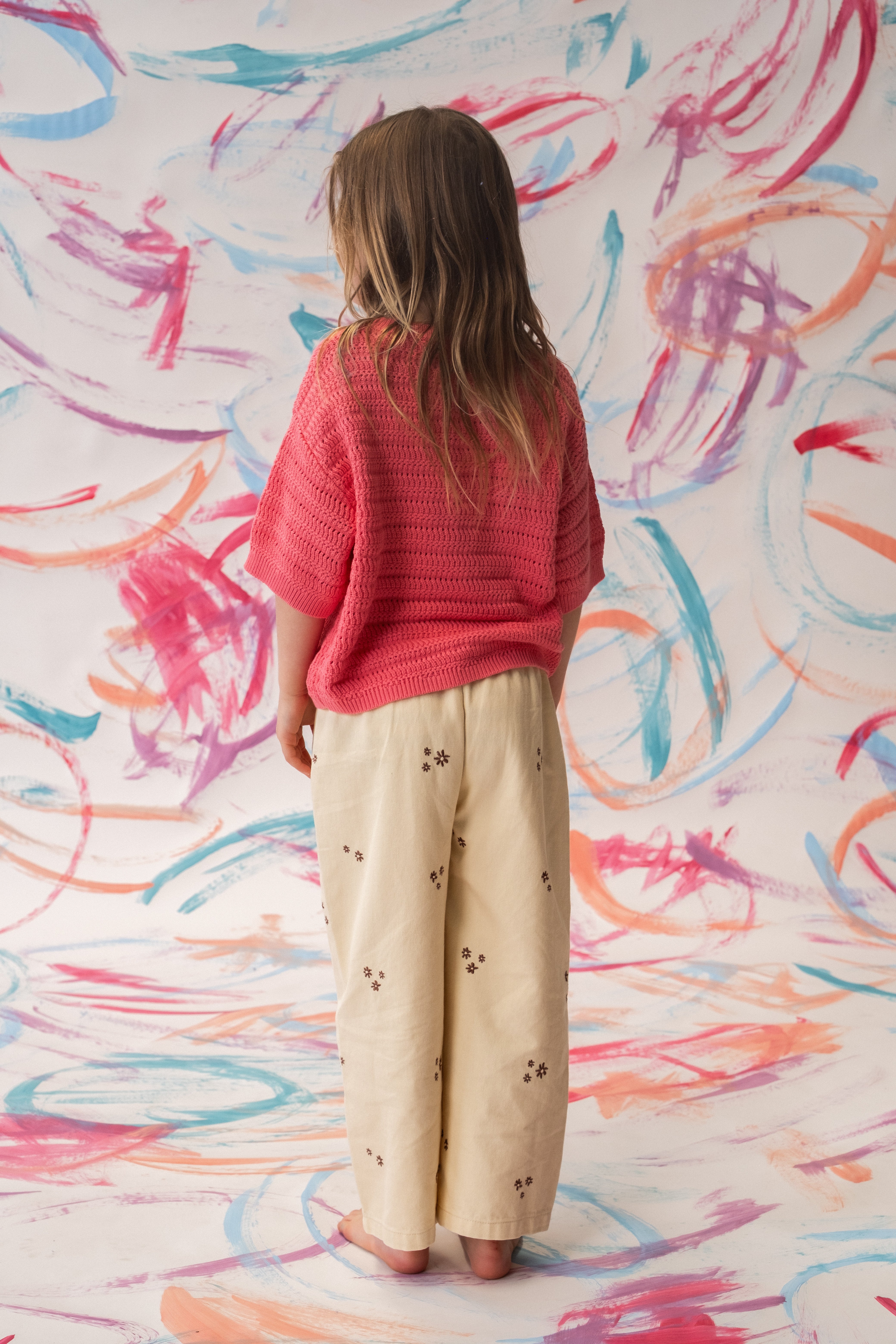 Organic Embroidery Denim Pant - Wild Flower Milk - Image 6