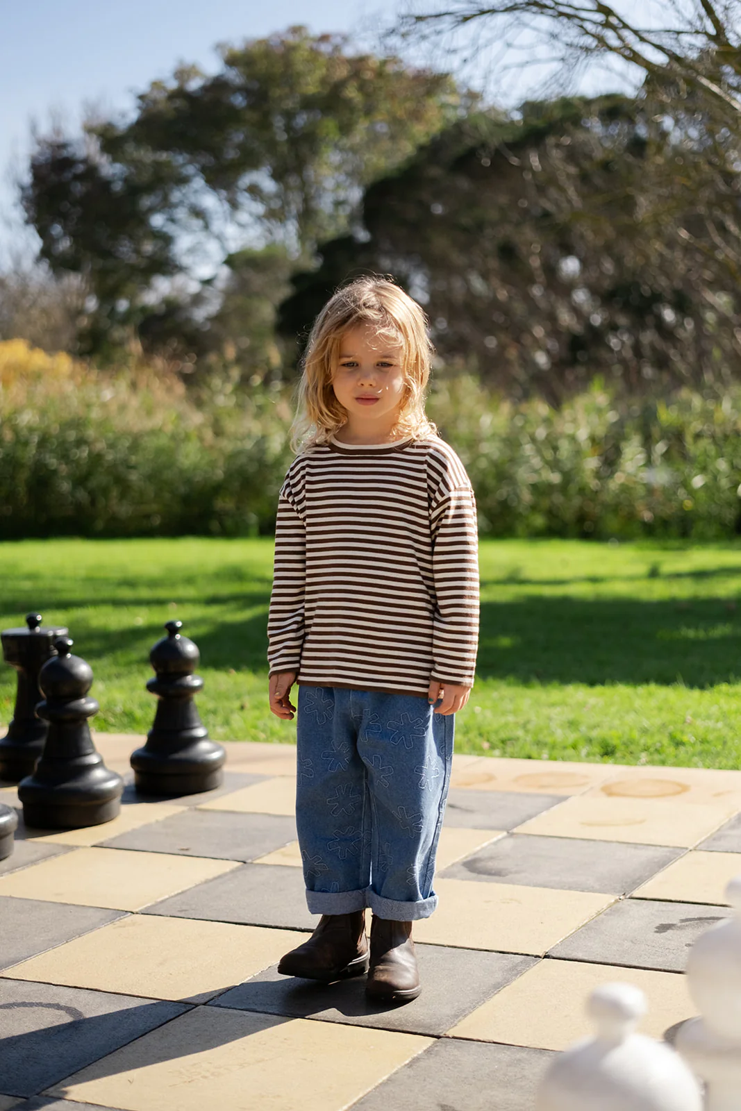Organic Essential Stripe Longsleeve Knit Tee - Espresso - Image 4