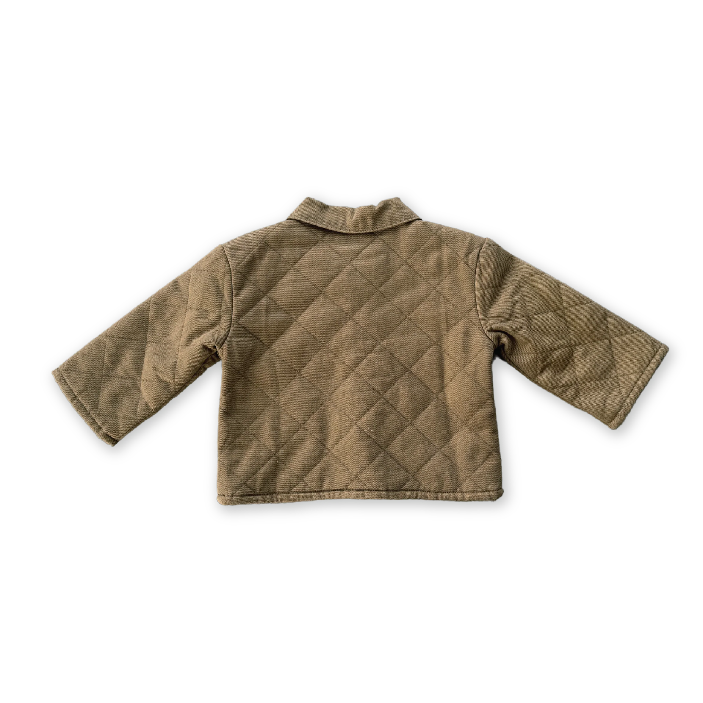 Organic Quilted Denim Jacket - Coffee - Image 7