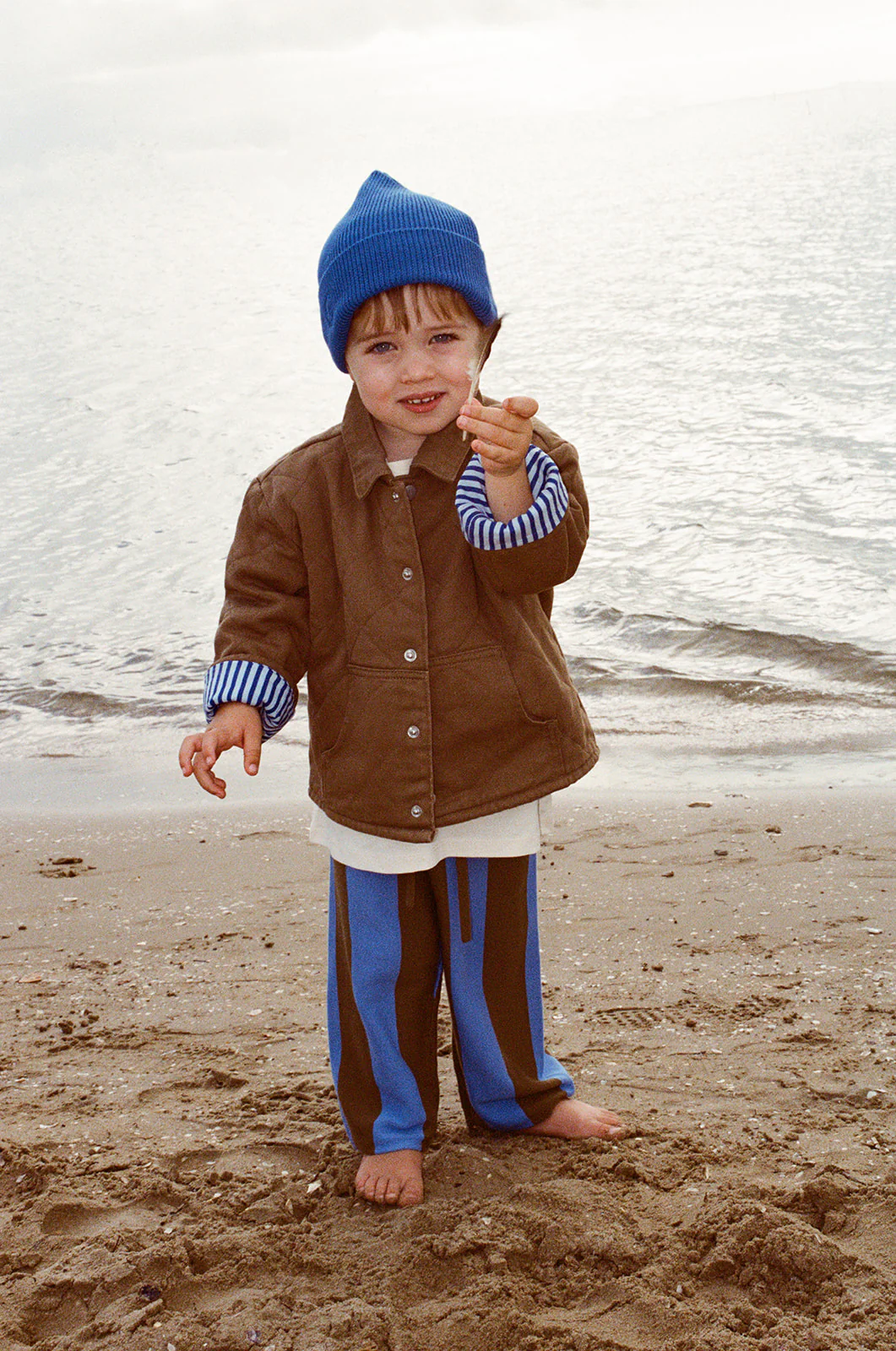 Organic Ribbed Super Pixie Beanie - Sea - Image 2