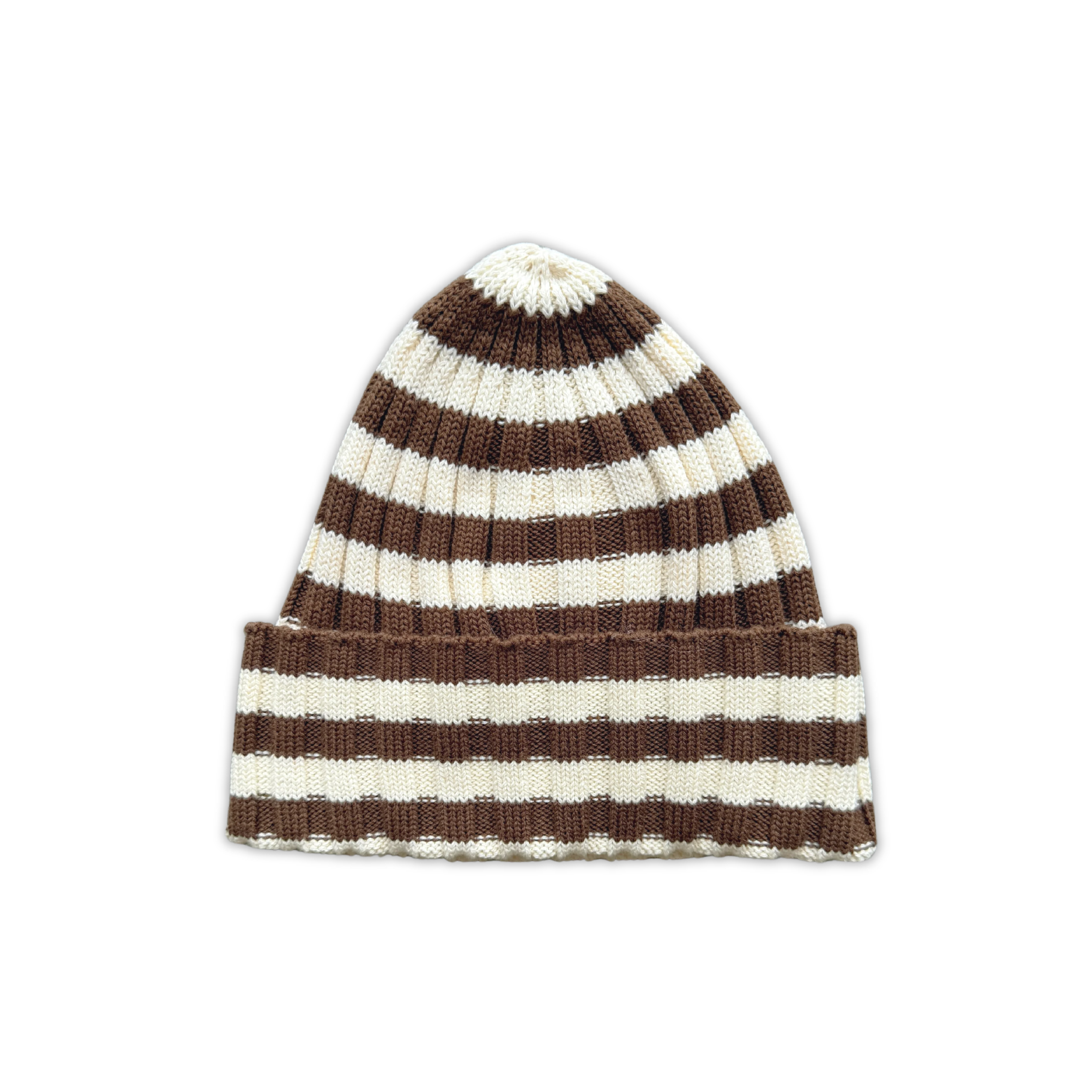Organic Striped Pixie Rib Beanie - Espresso