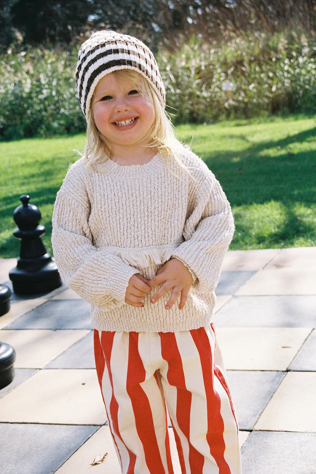 Organic Striped Pixie Rib Beanie - Espresso - Image 3