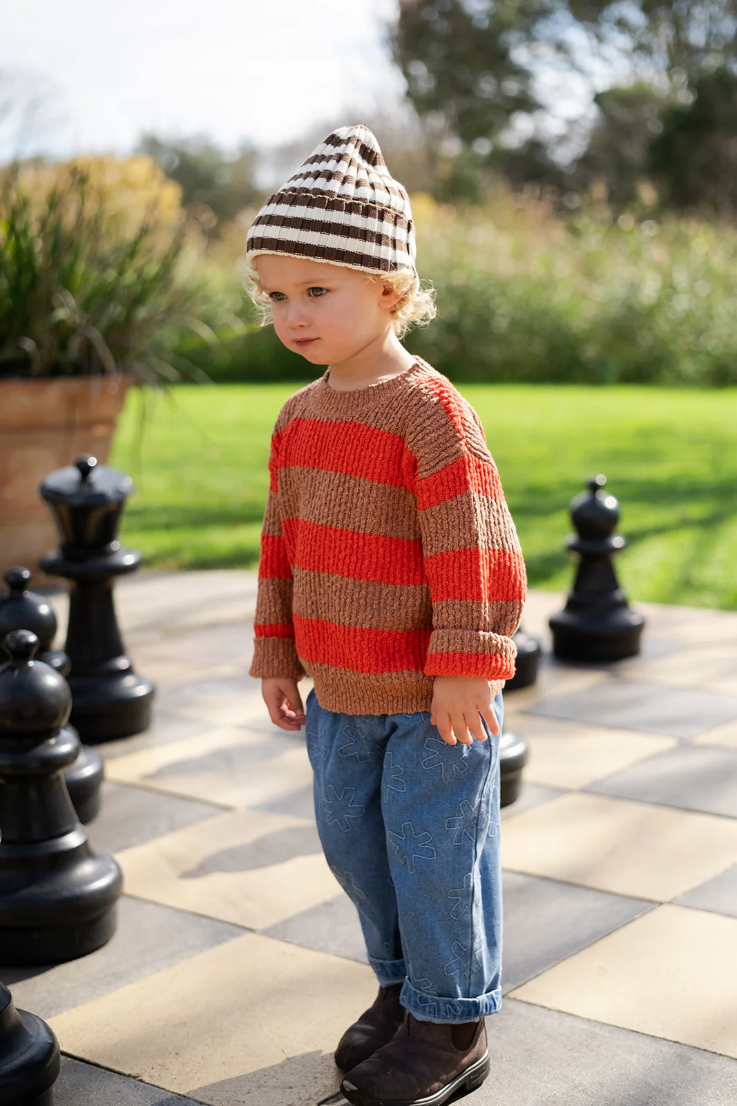 Organic Striped Pixie Rib Beanie - Espresso - Image 4