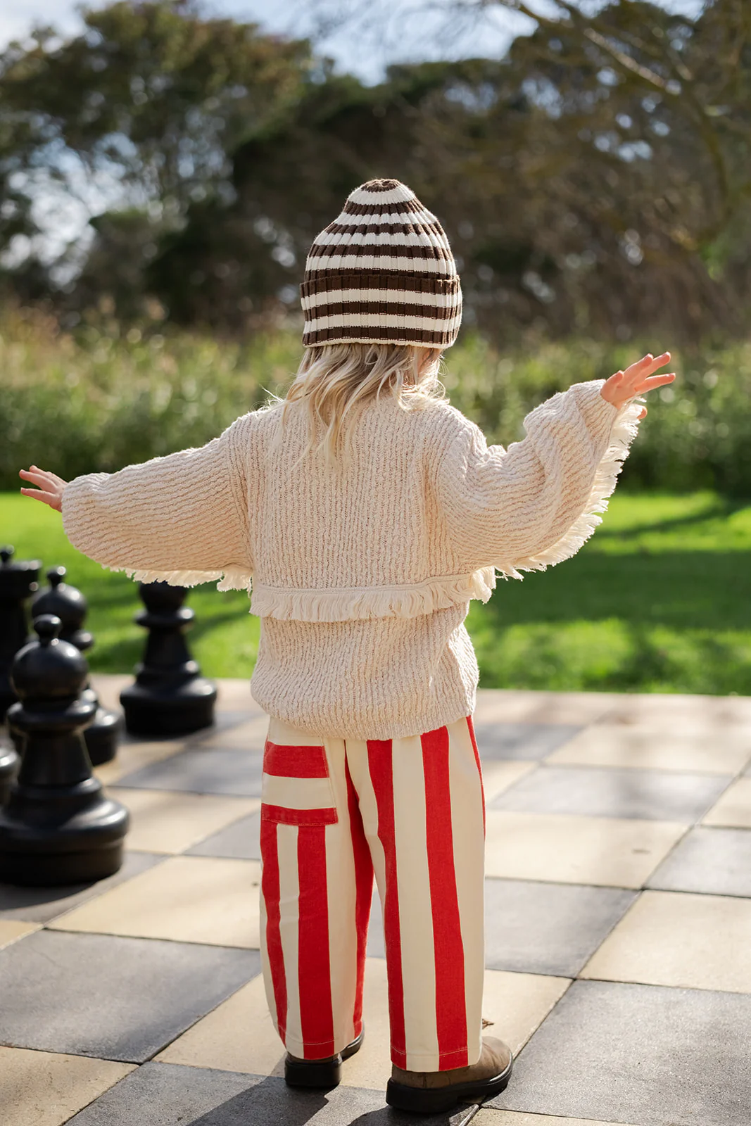 Organic Striped Pixie Rib Beanie - Espresso - Image 5