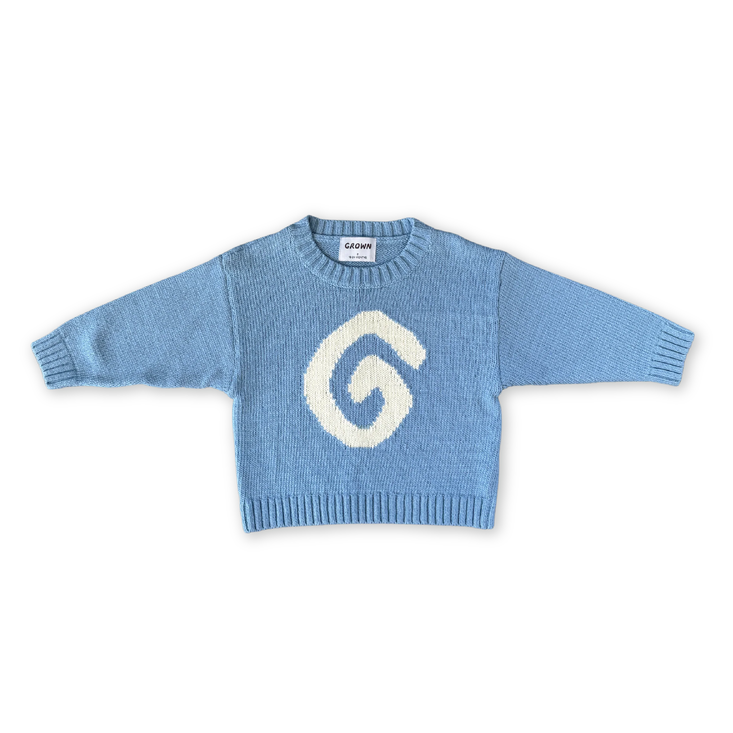Organic Swirl Intarsia Knit Pull Over - Duck Egg