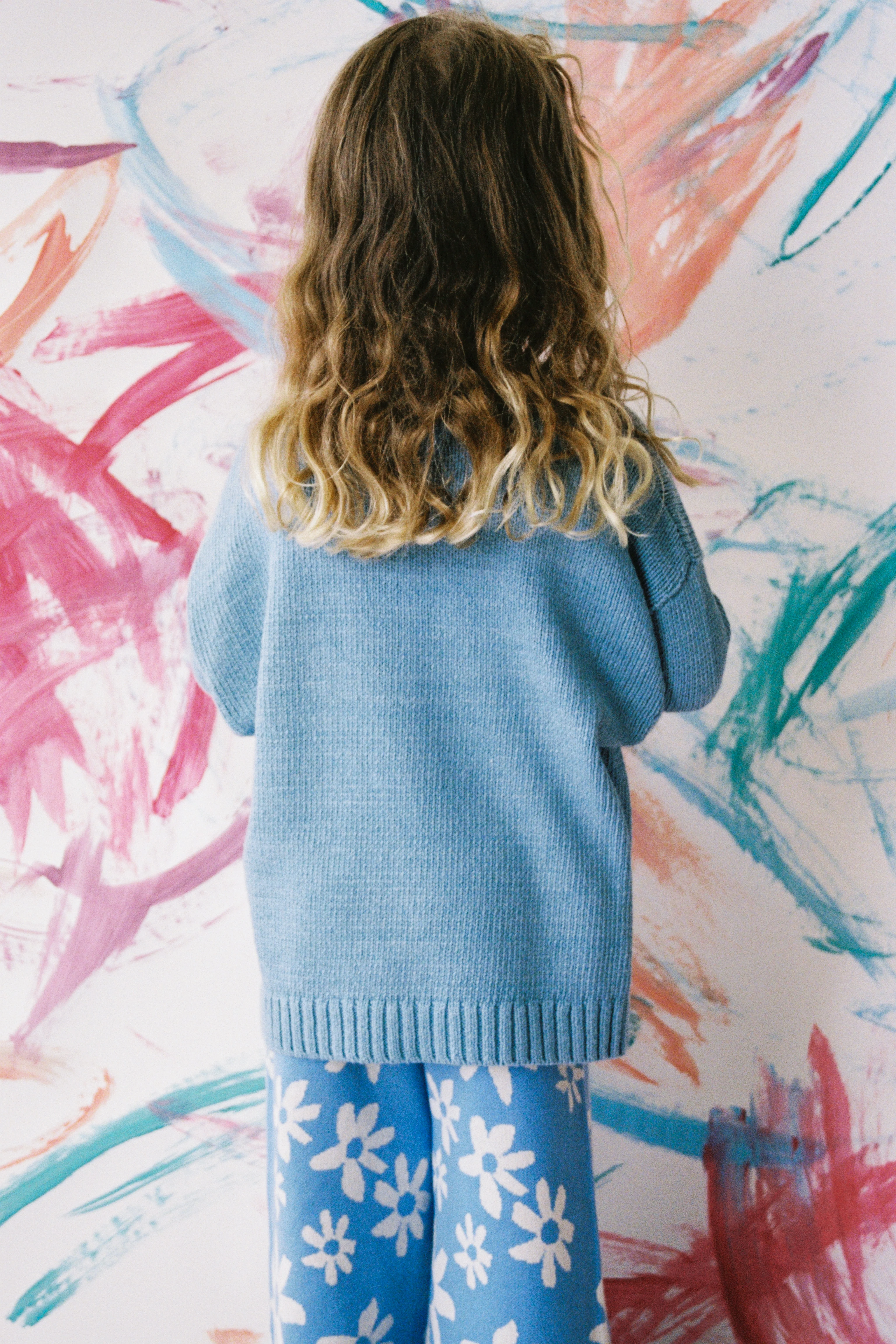 Organic Swirl Intarsia Knit Pull Over - Duck Egg - Image 3