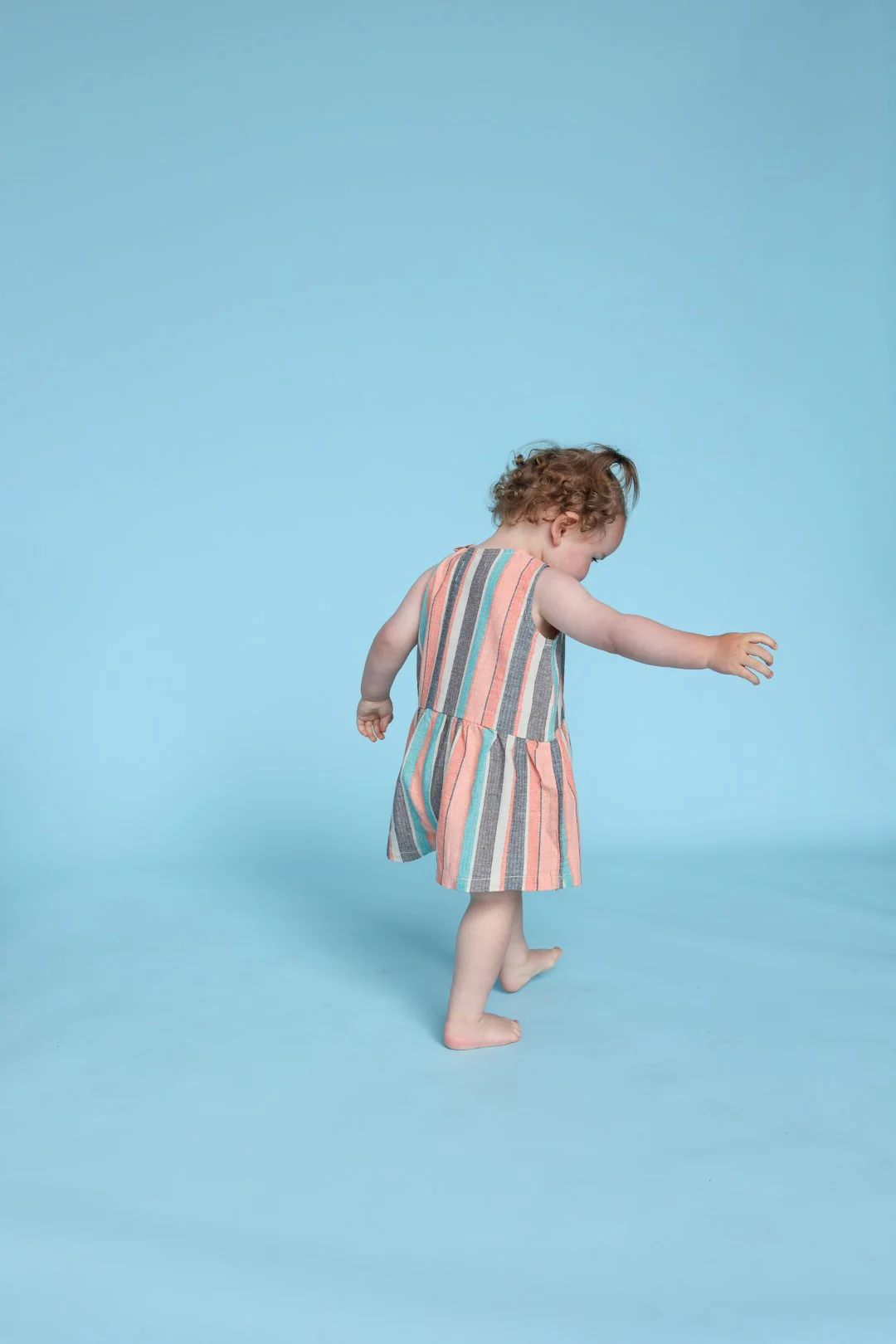 Grown Summer Stripe Cotton Romper - Image 3