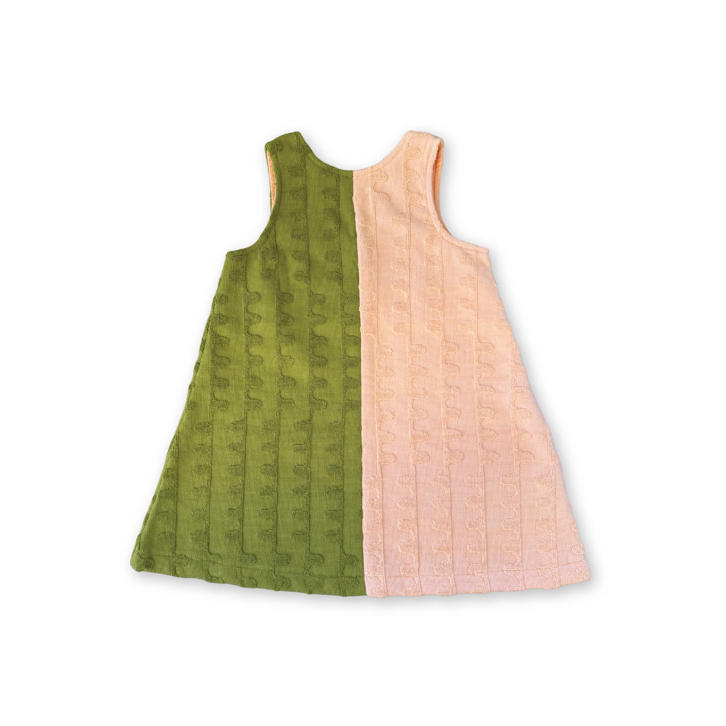 Terry Towelling Flow Dress - Leaf/Peachy