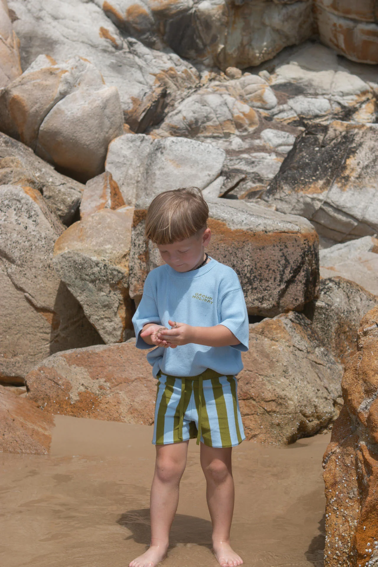 Organic Vertical Stripe Knit Shorts - Ocean & Leaf - Image 3