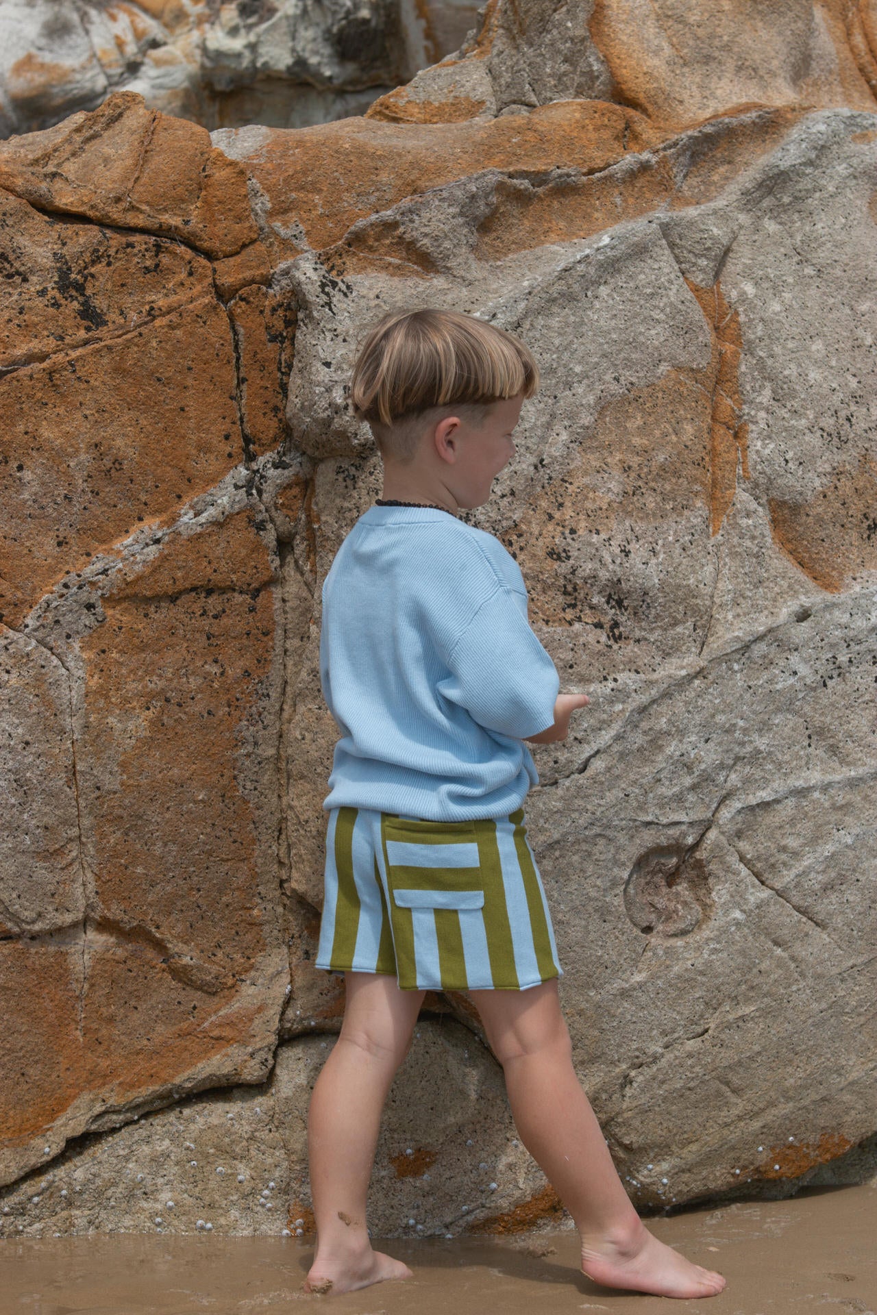Organic Vertical Stripe Knit Shorts - Ocean & Leaf - Image 6