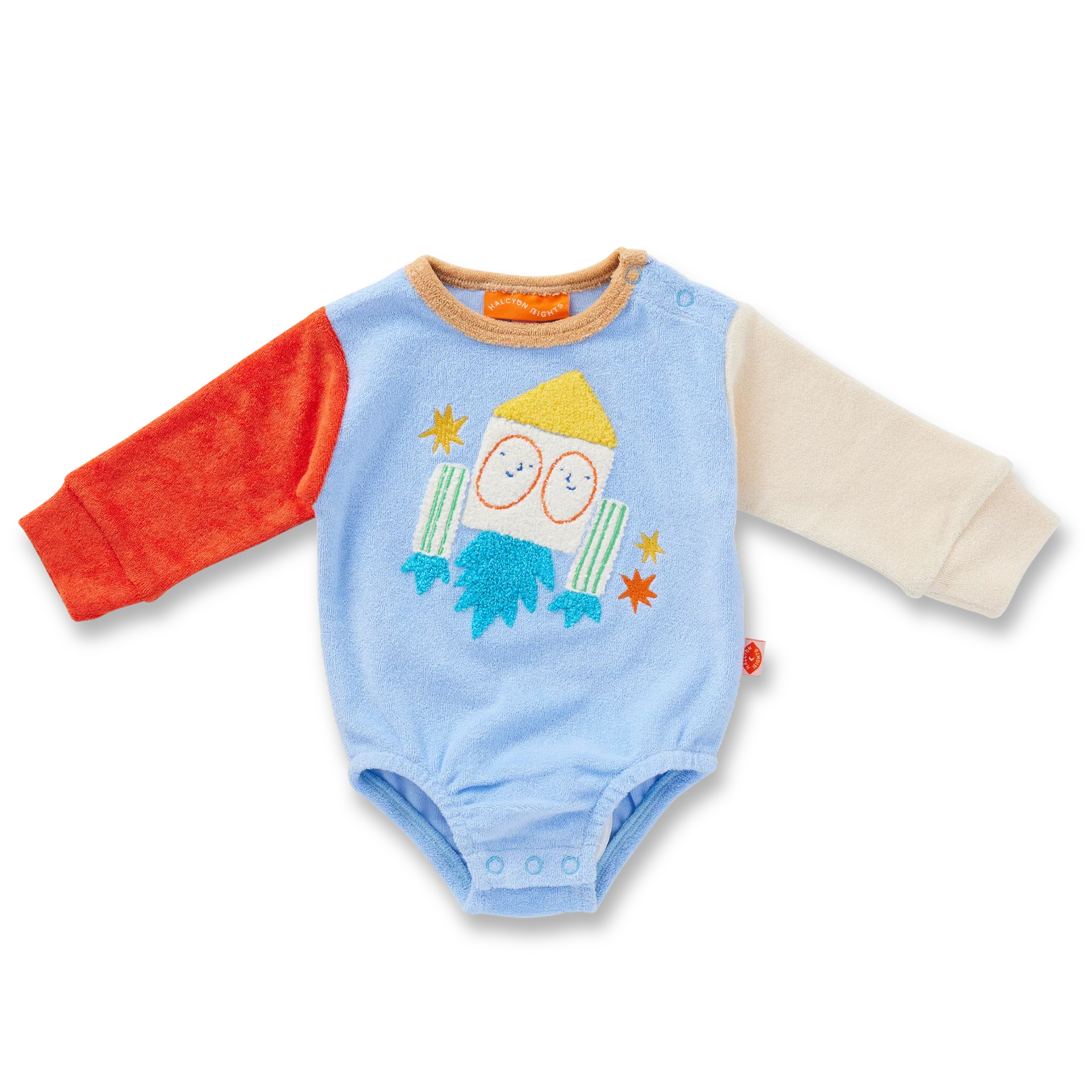 Space Blue Terry Long Sleeve Bodysuit