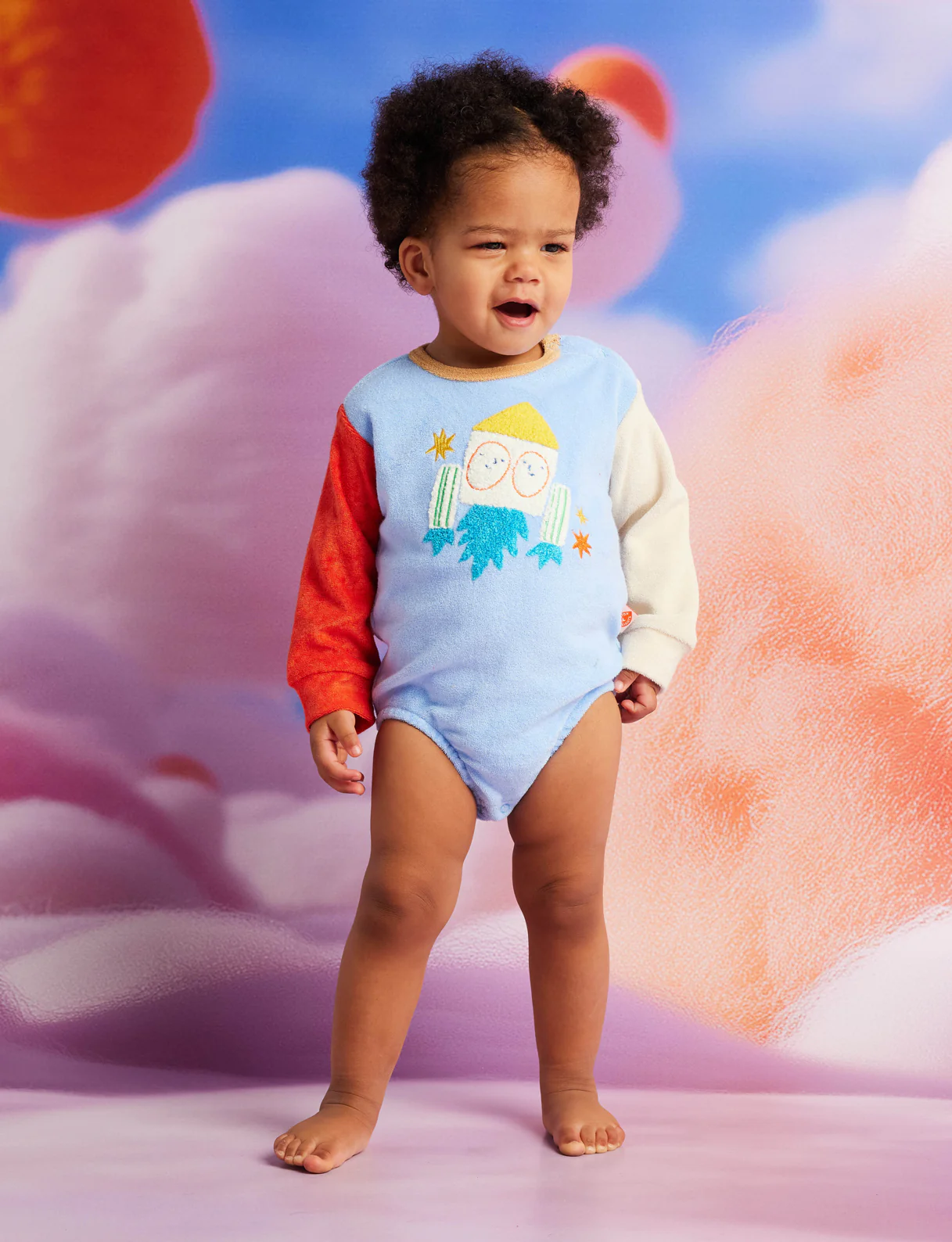Space Blue Terry Long Sleeve Bodysuit - Image 5