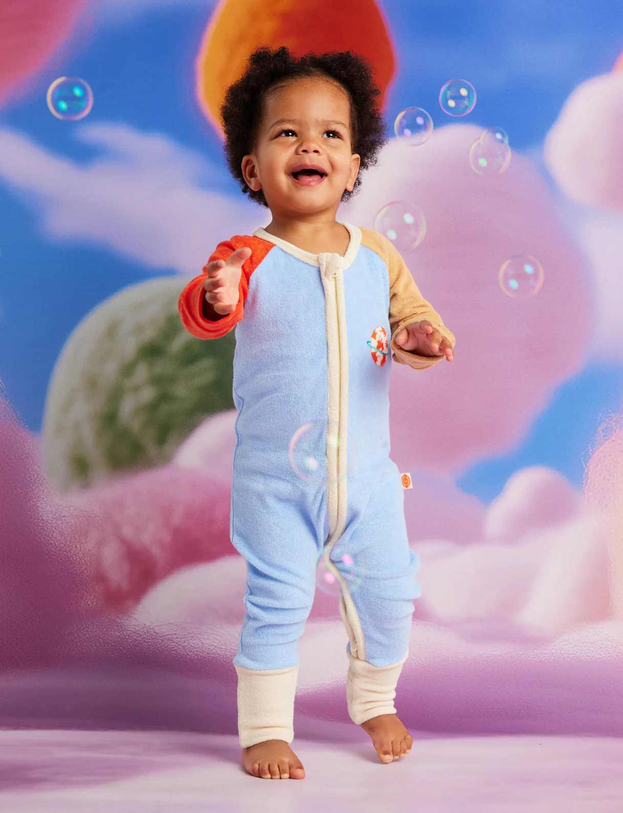 Space Blue Terry Long Sleeve Romper - Image 3