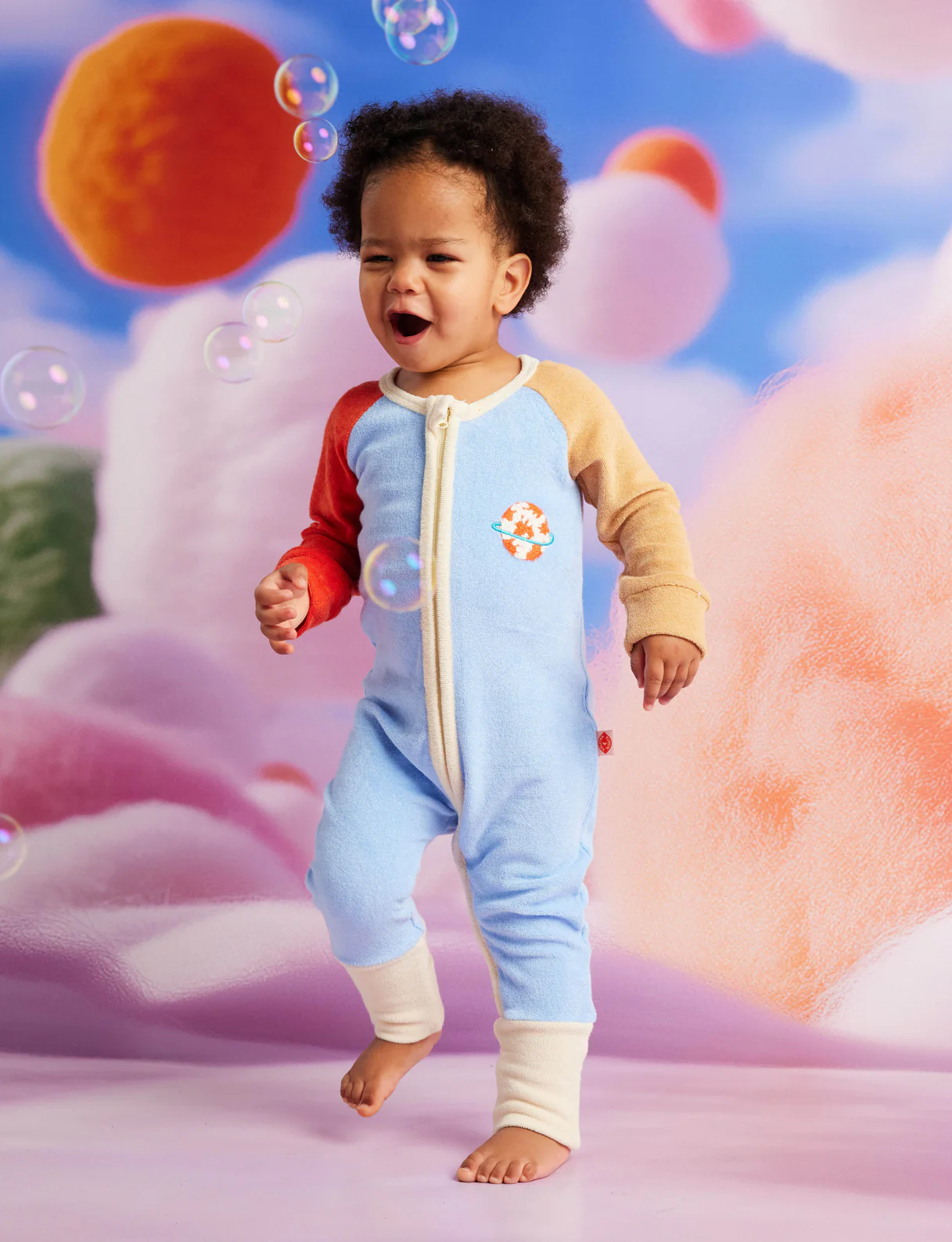 Space Blue Terry Long Sleeve Romper - Image 4