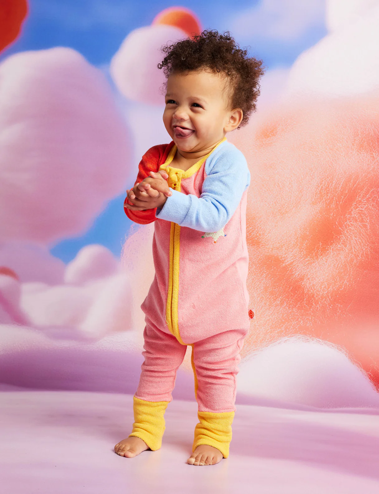 Stars Pink Terry Long Sleeve Romper - Image 5