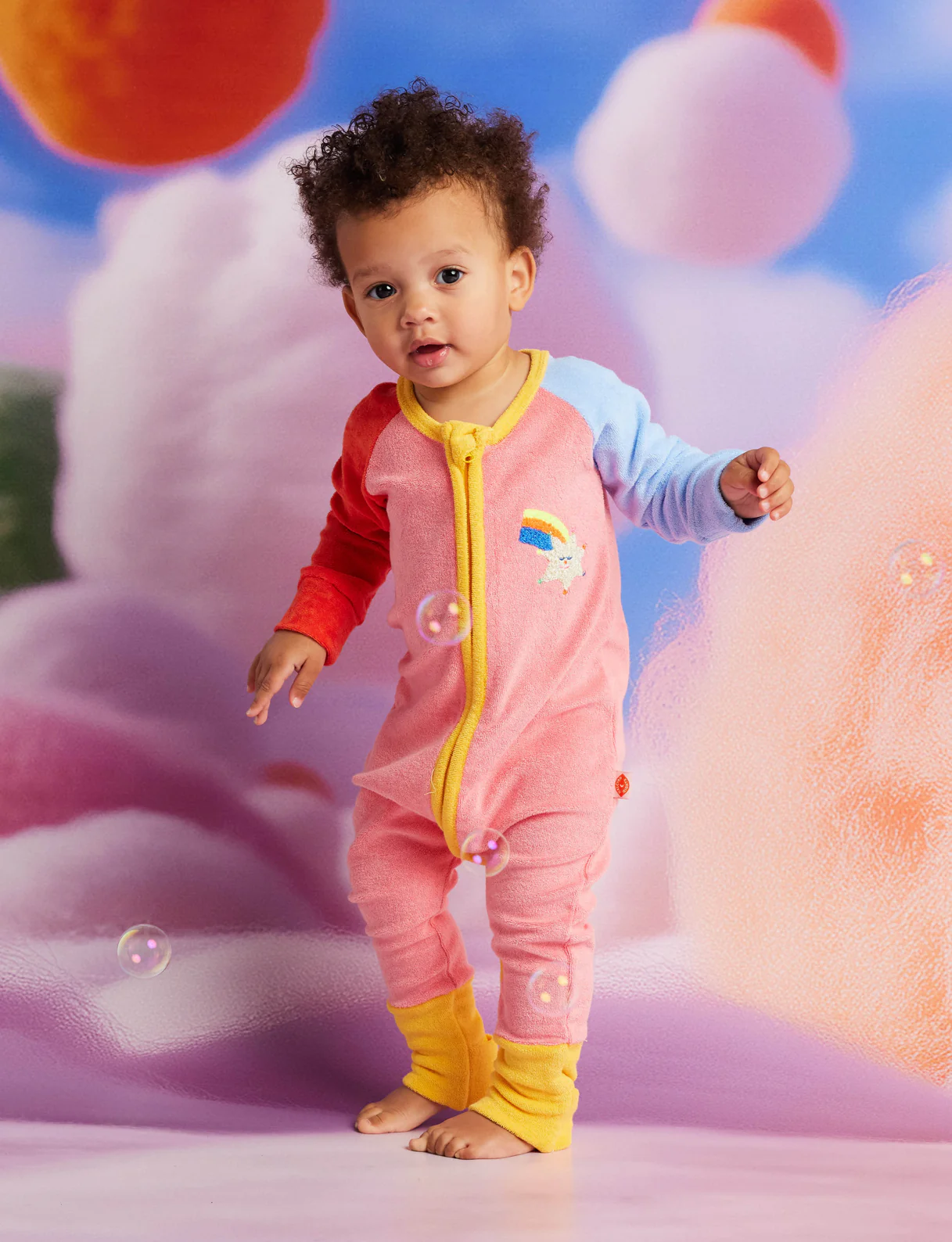 Stars Pink Terry Long Sleeve Romper - Image 6