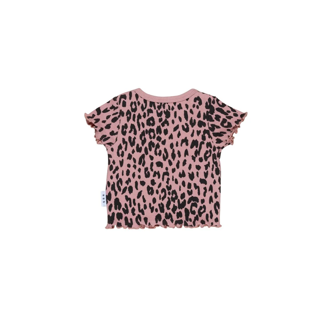 Huxbaby AW22 Drop 1 Leopard Rib Tee - Dusty Rose - Image 3