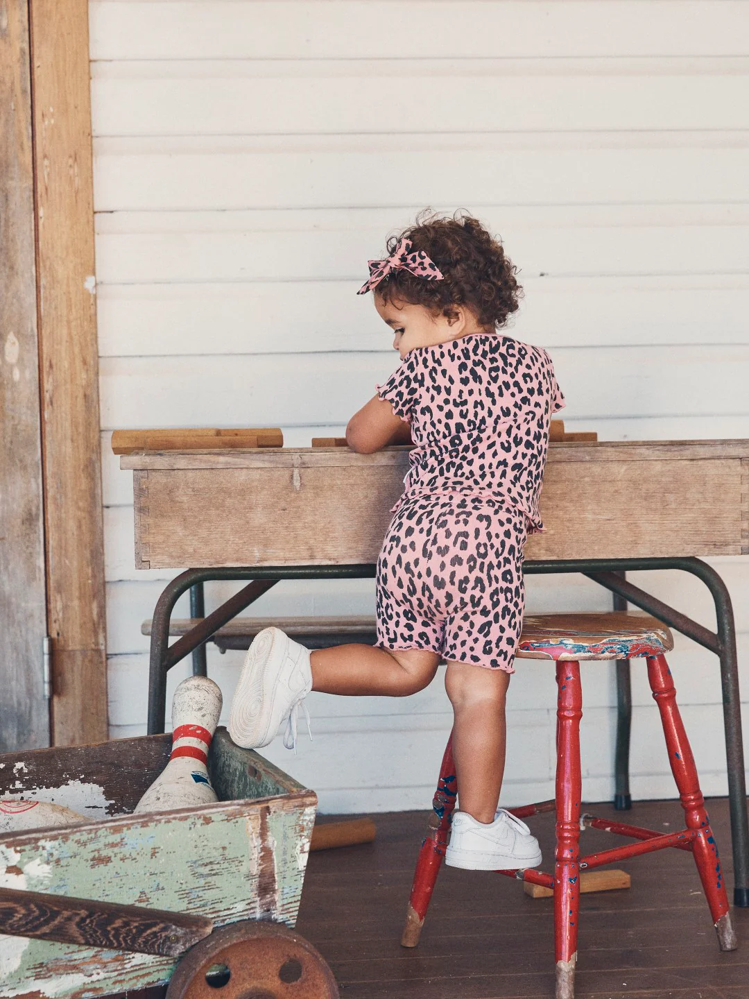 Huxbaby AW22 Drop 1 Leopard Rib Short - Dusty Rose - Image 5