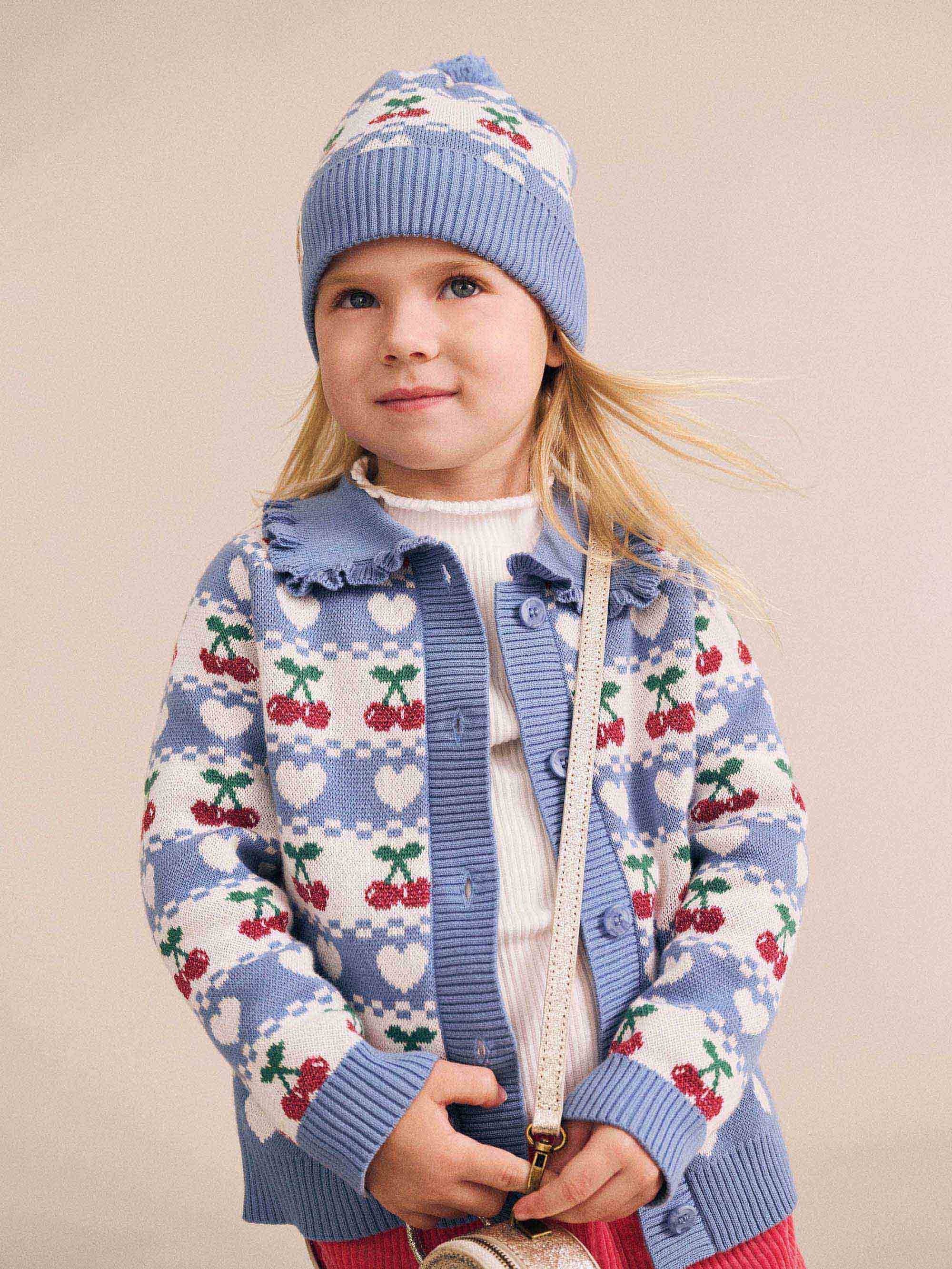 Cherry Heart Frill Collar Knit Cardi - Image 2