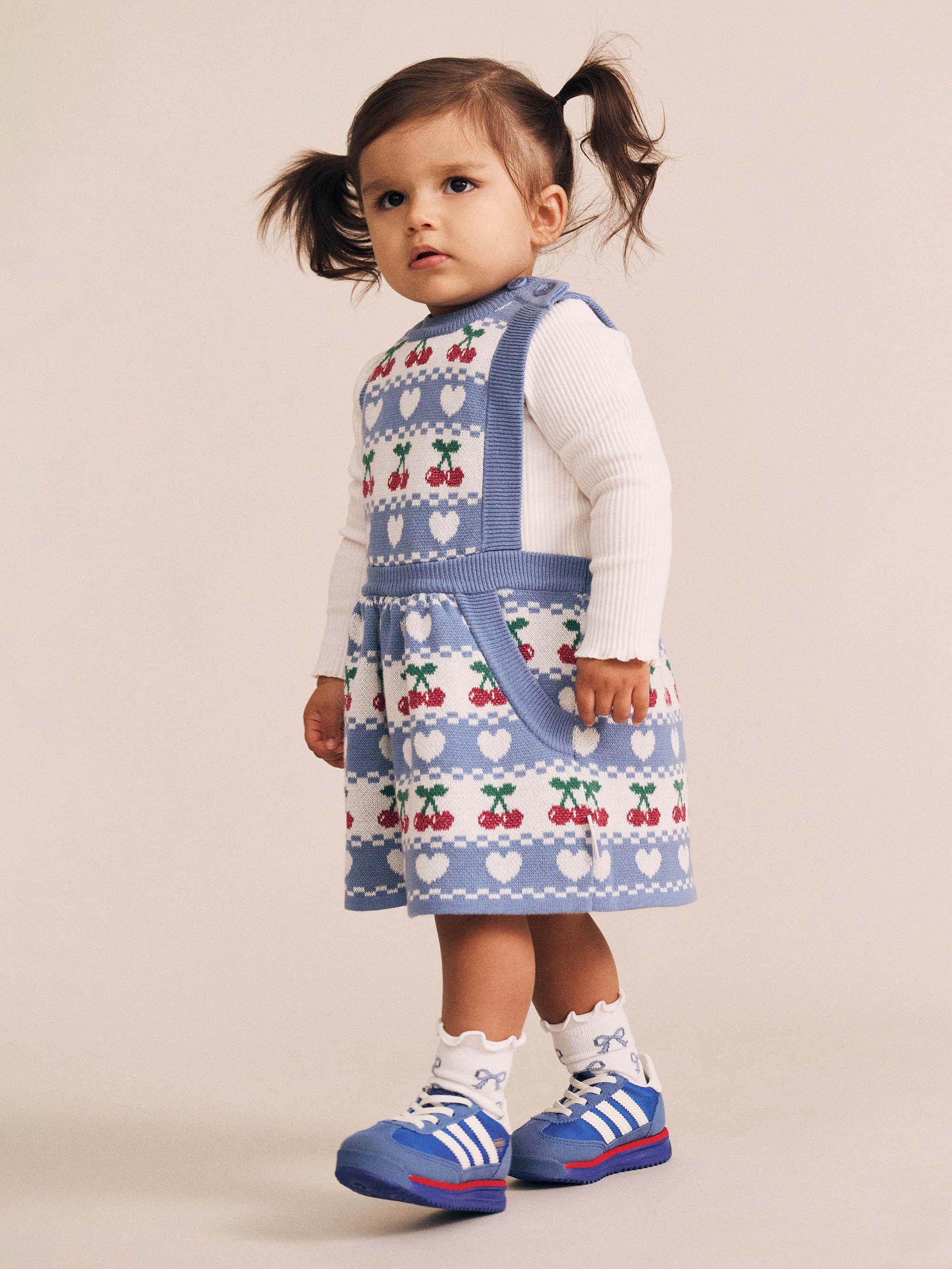 Cherry Heart Knit Pinafore Dress - Image 3