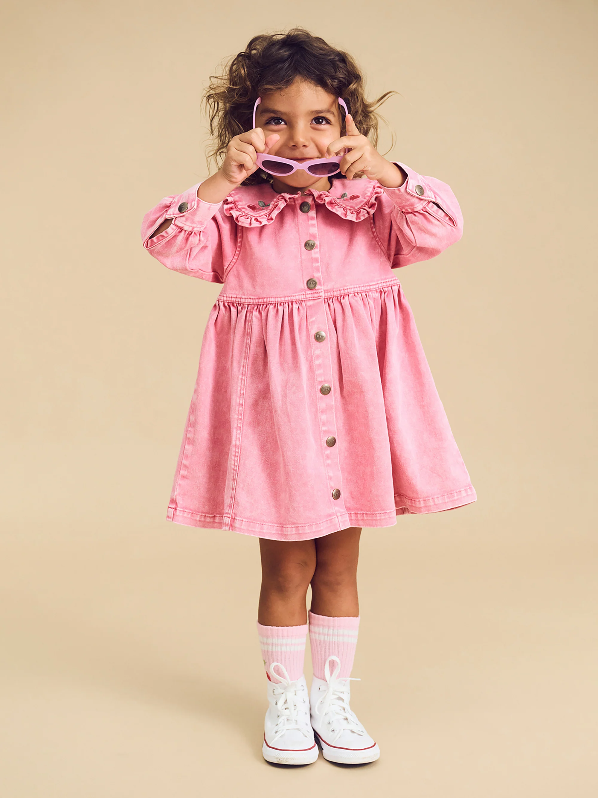 Cherry Vintage Collar Dress - Bubblegum - Image 4