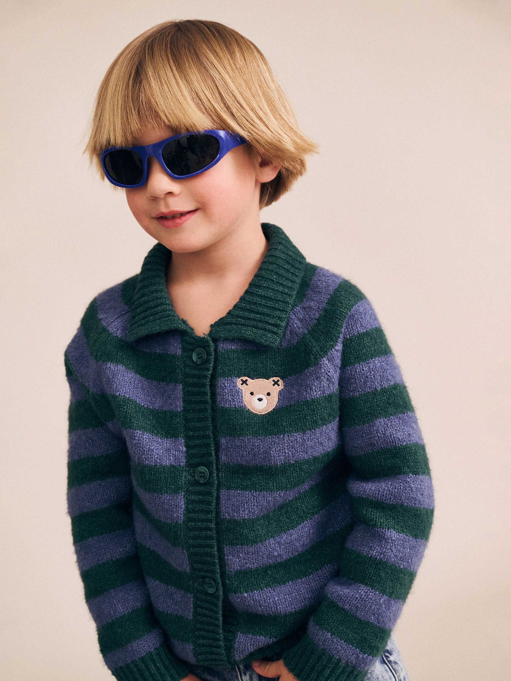 Classic Stripe Collar Knit Cardi - Image 2