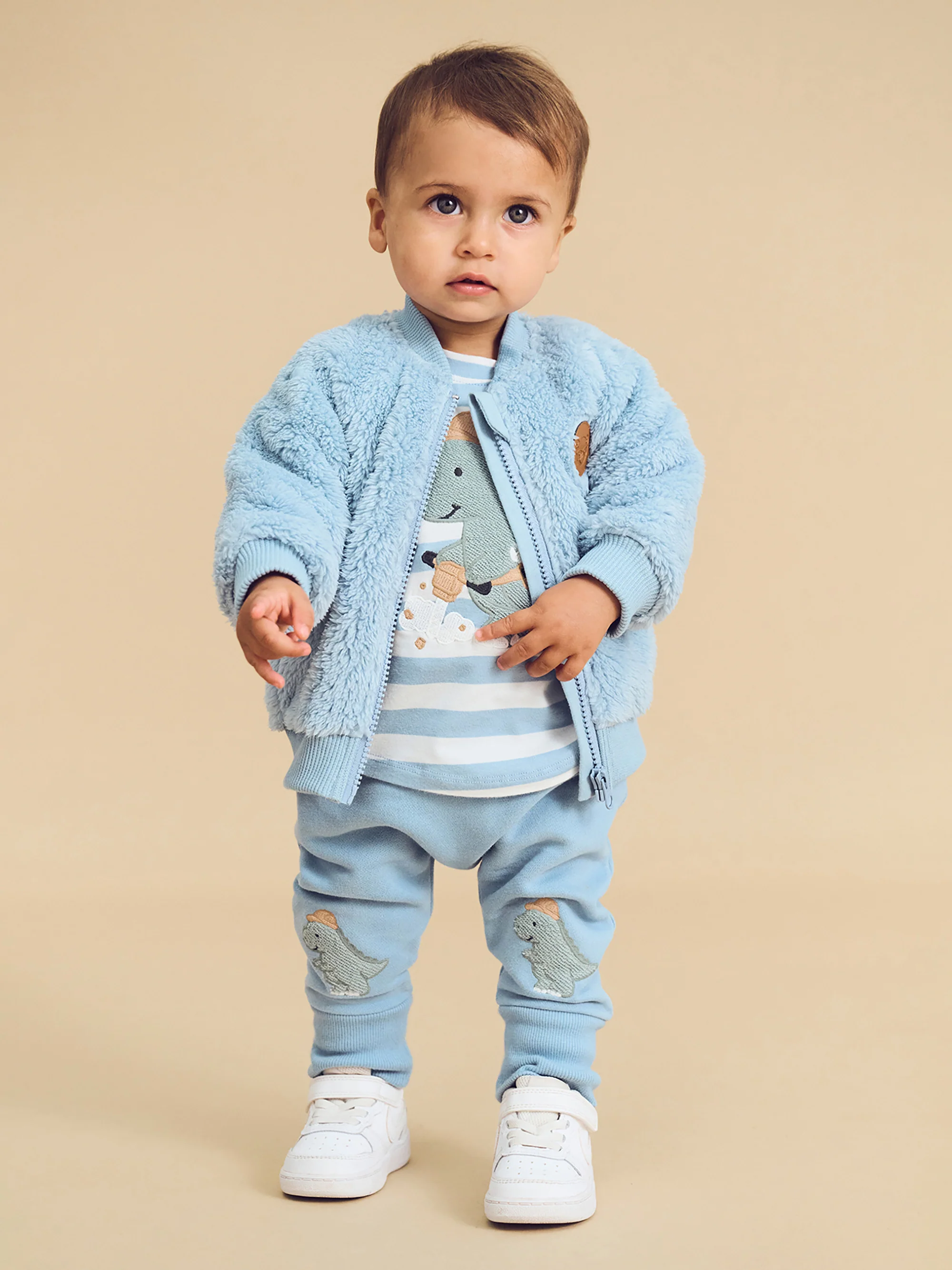 Construction Dino Faux Fur Jacket - Marine Blue - Image 3