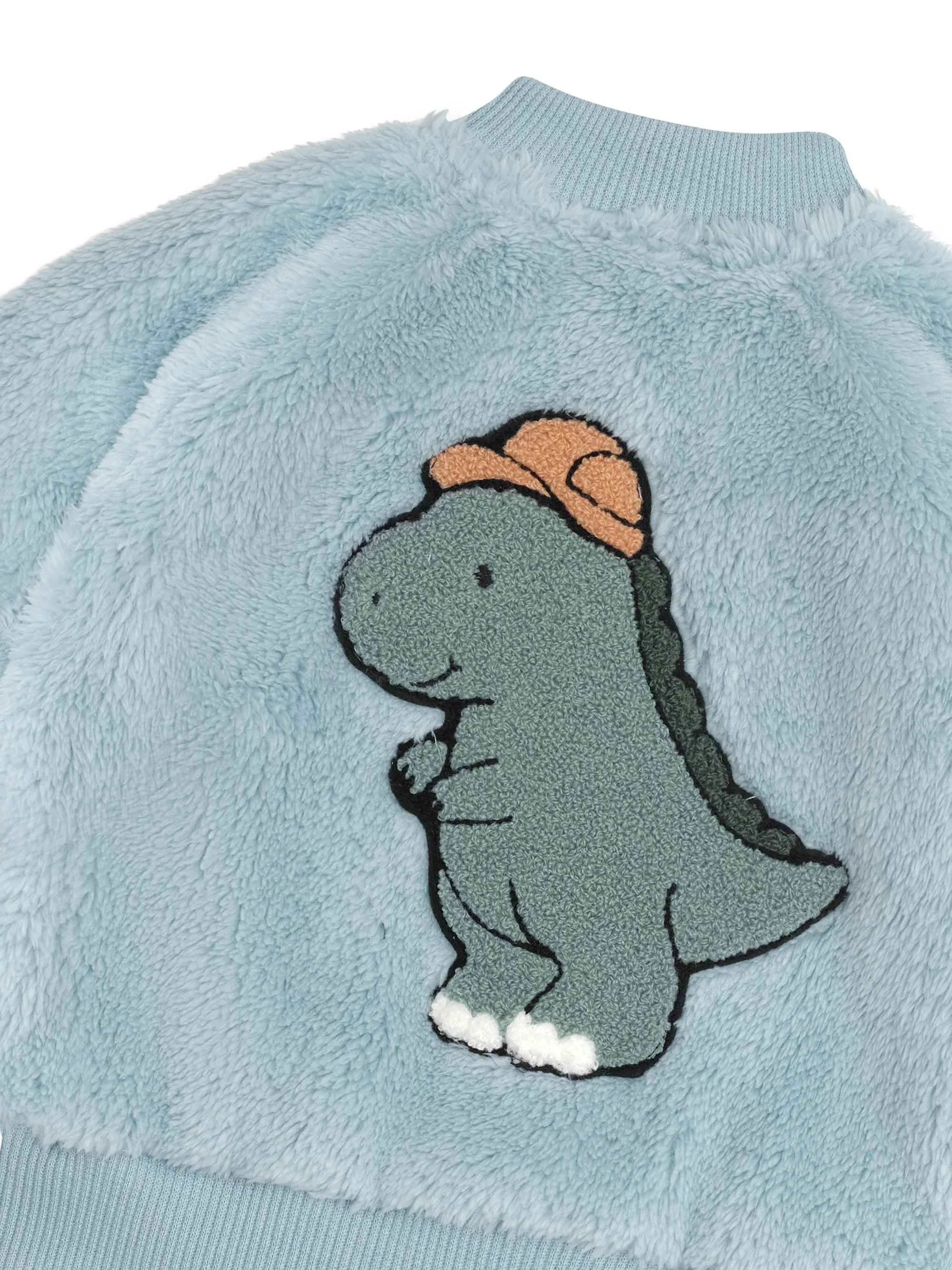 Construction Dino Faux Fur Jacket - Marine Blue - Image 5