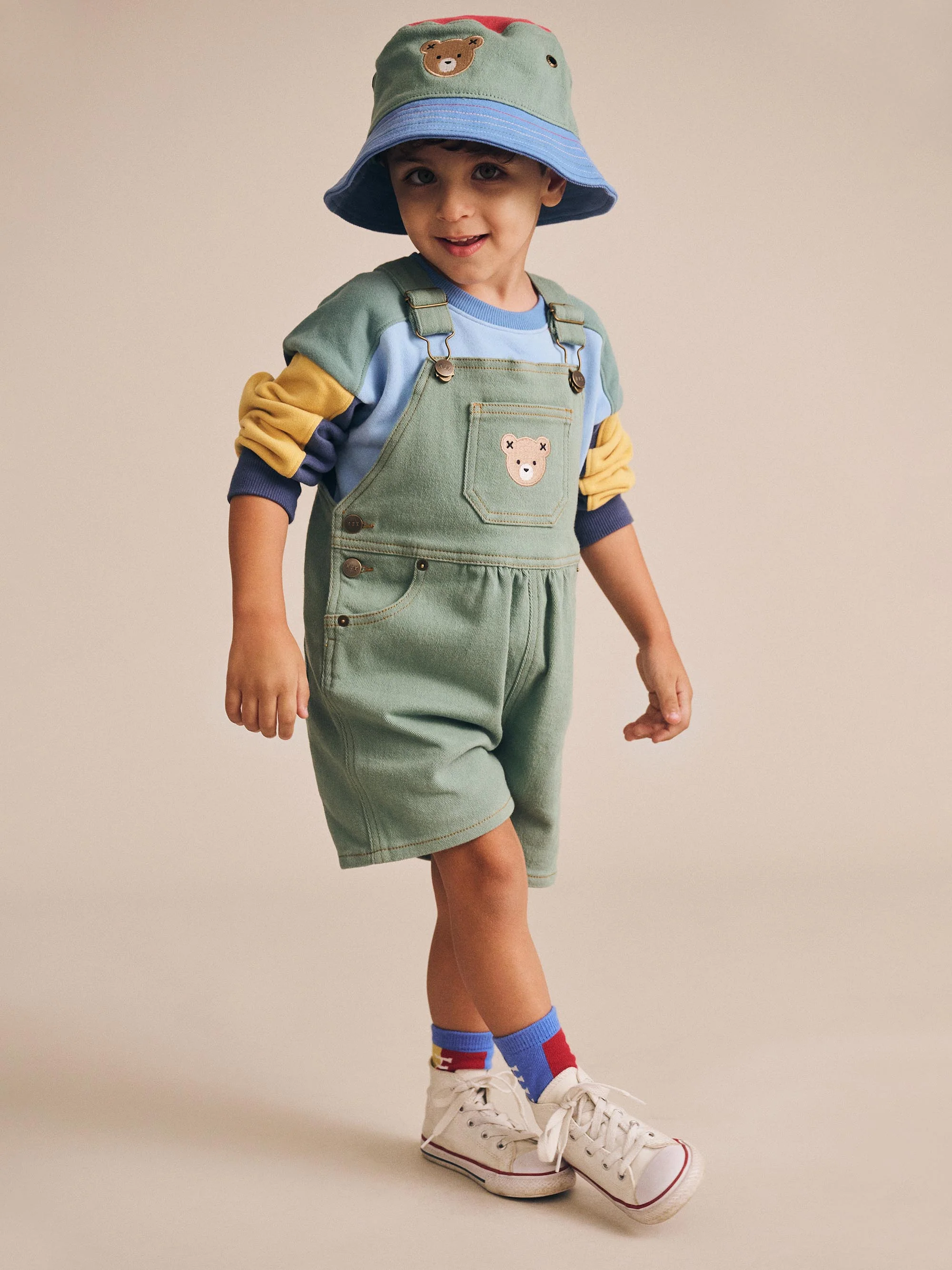 Denim Short Overalls Green - Image 4