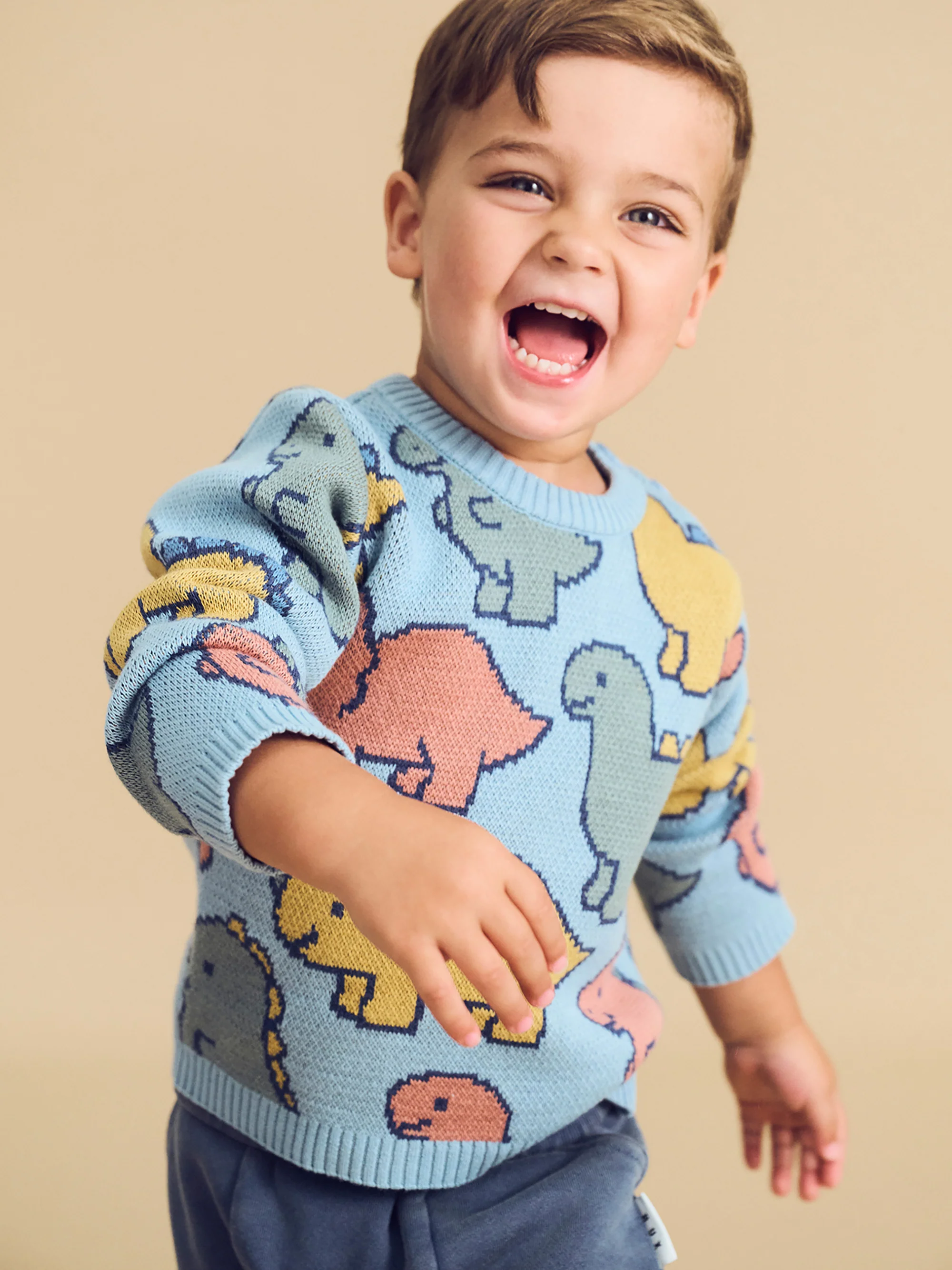 Dino Play Knit Jumper - Marine Blue - Image 2