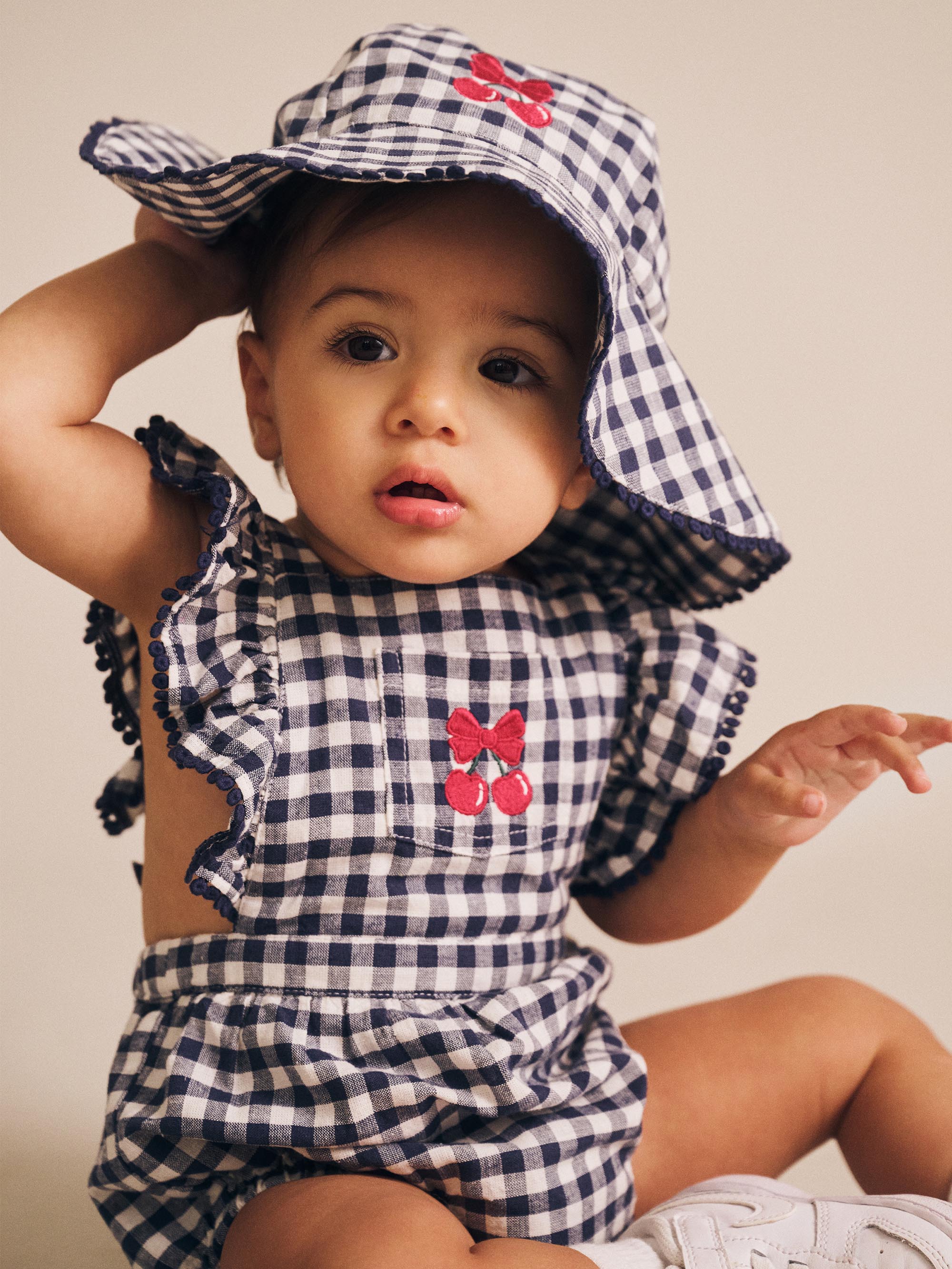 Frilly Playsuit Cherry Pie Check - Image 2
