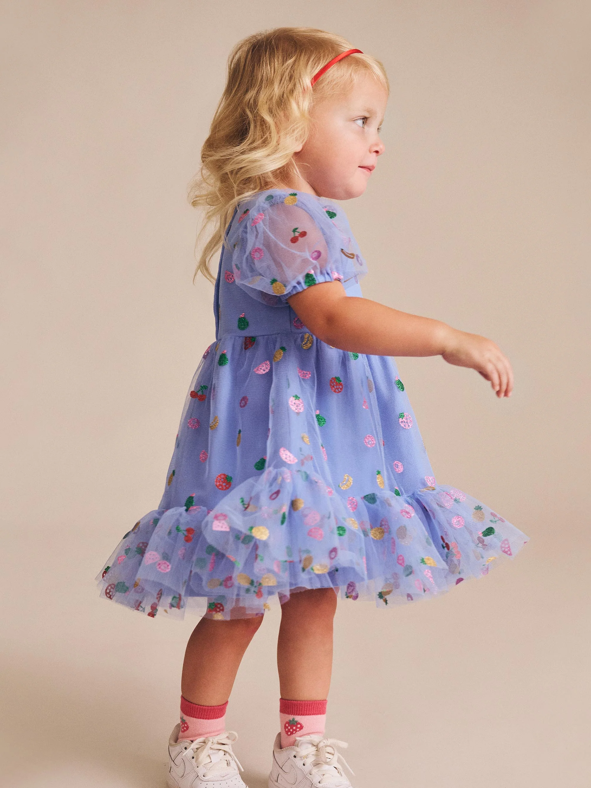 Huxbaby Fruit Salad Puff Sleeve Tulle Dress - Image 2