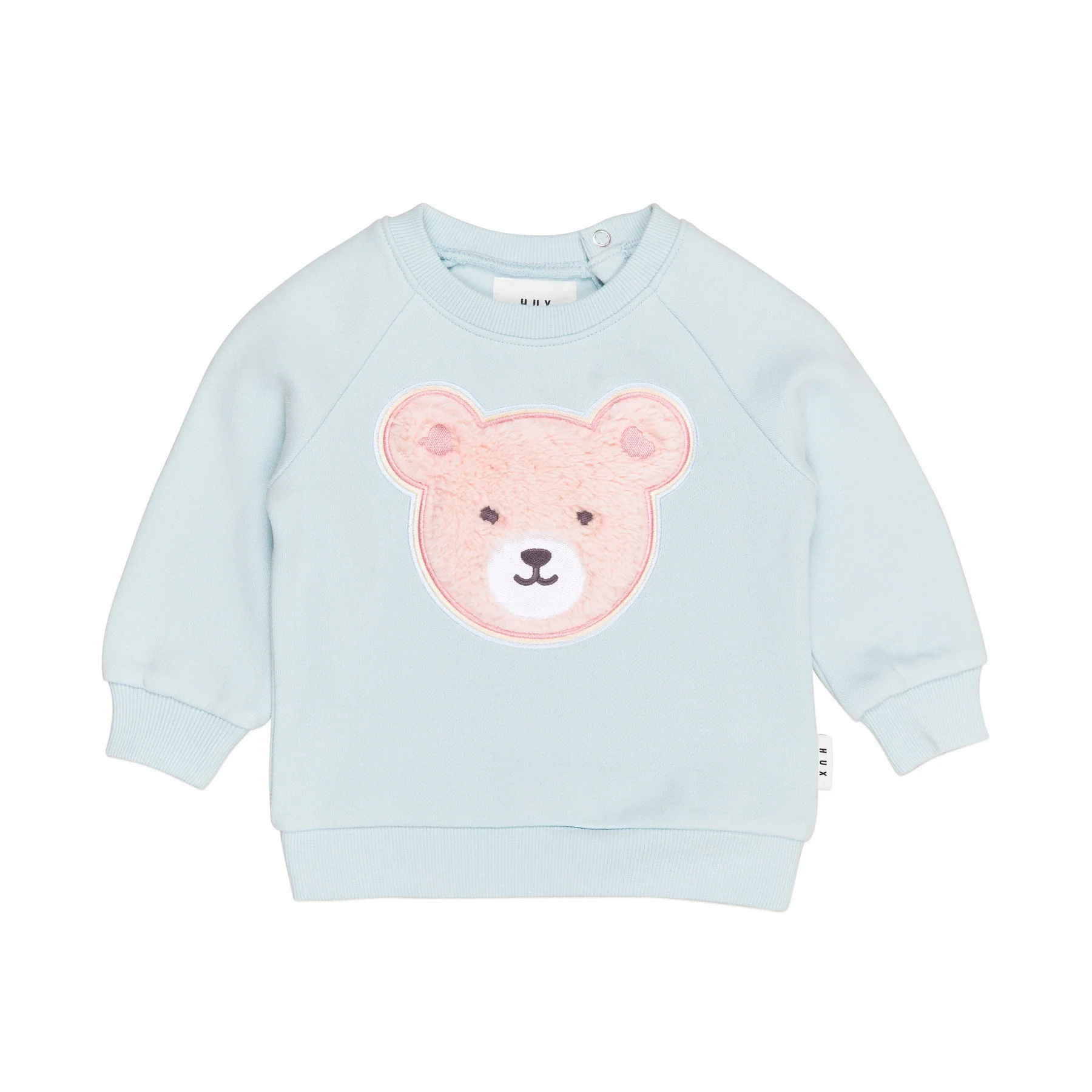 Furry Heart Bear Sweatshirt - Blue Misty