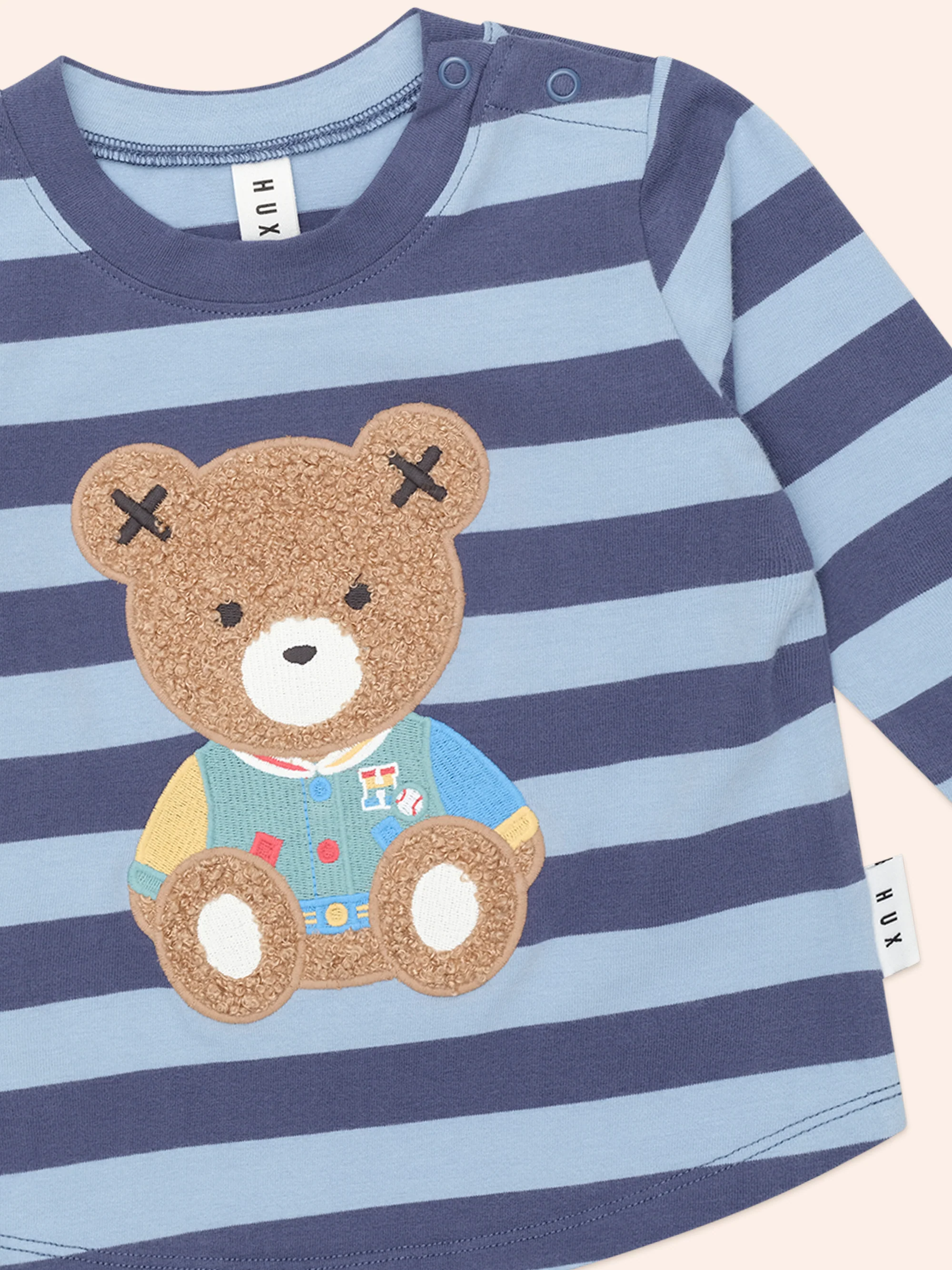 Huxbaby Furry Hux Blue Stripe Bear Top - Image 3