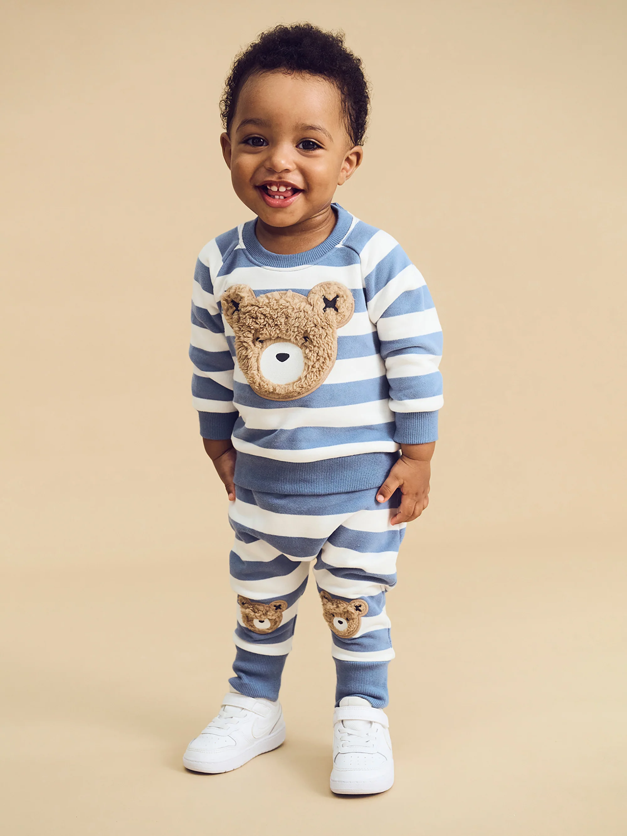 Furry Hux Stripe Drop Crotch Pant - Cornflower/Ecru - Image 2
