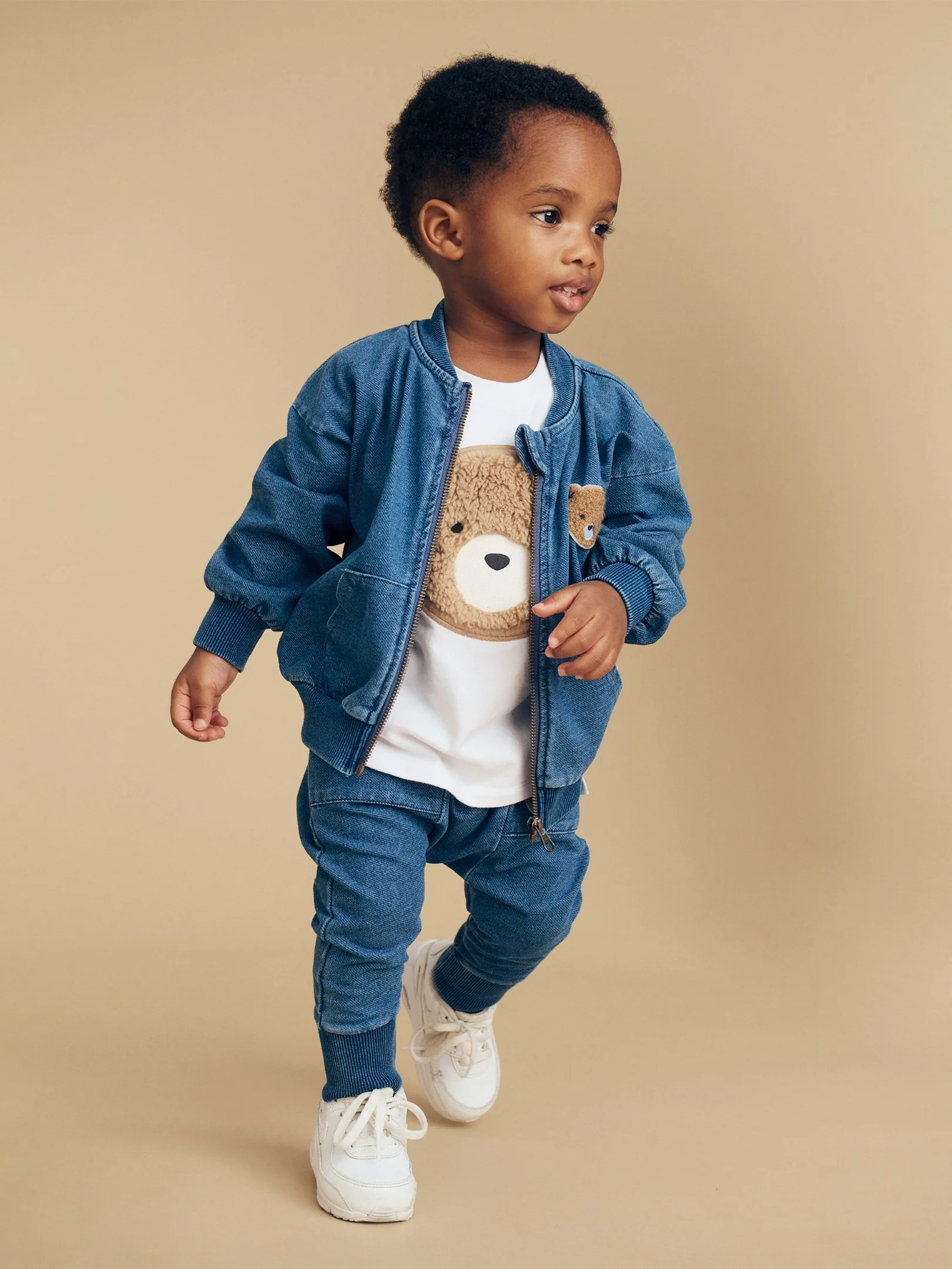 Hux Bear Knit Denim Bomber Jacket - Image 2